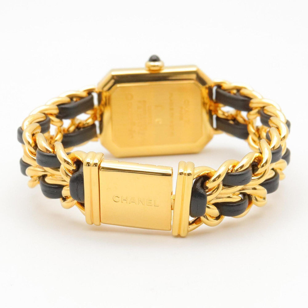 Chanel CHANEL Première S Watch, Gold Plated (GP), Leather Strap, Women's, Black, H0001 — Very Good