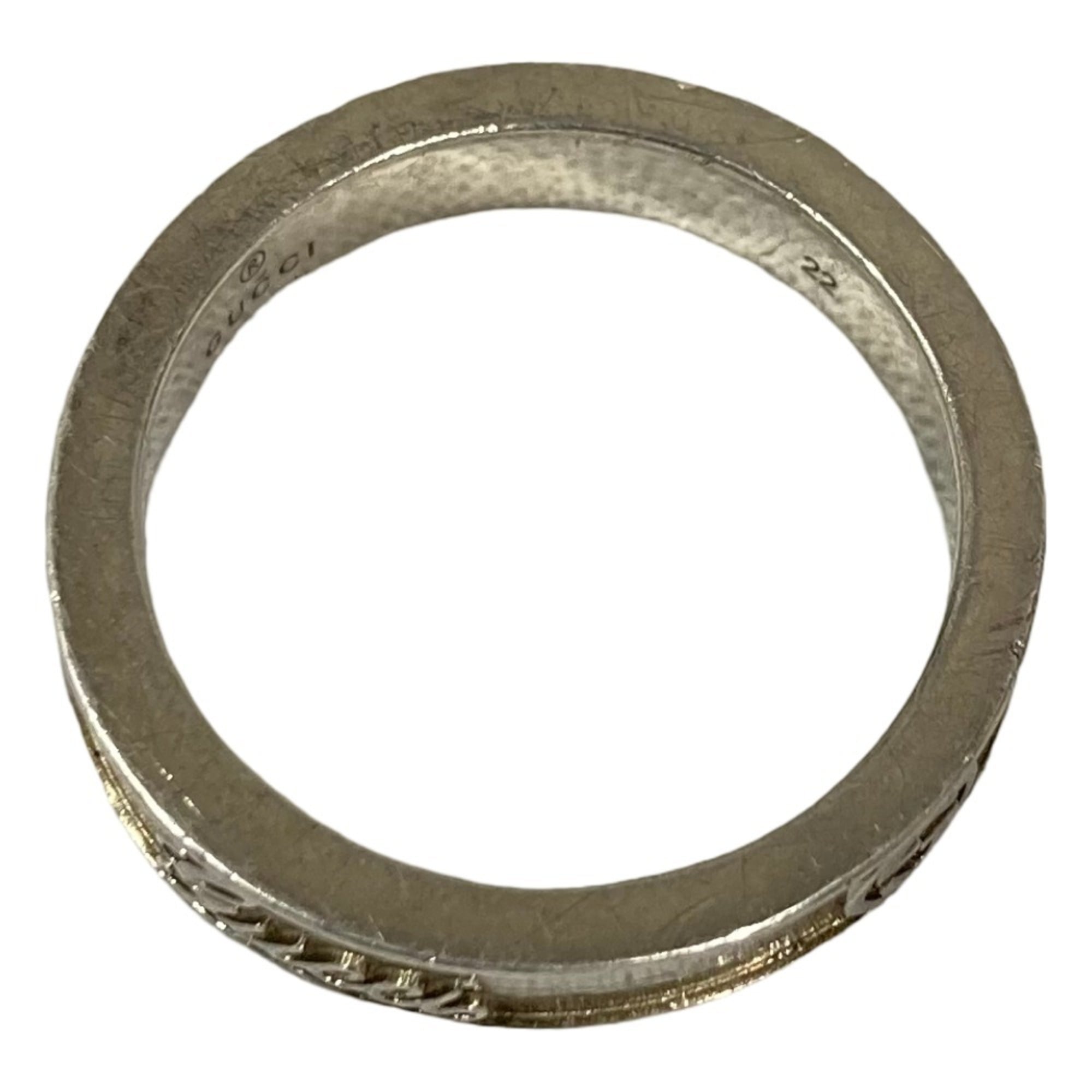 GUCCI Interlocking G Script Logo Ring, 925 Sterling Silver, Size 2, Men's — Like New