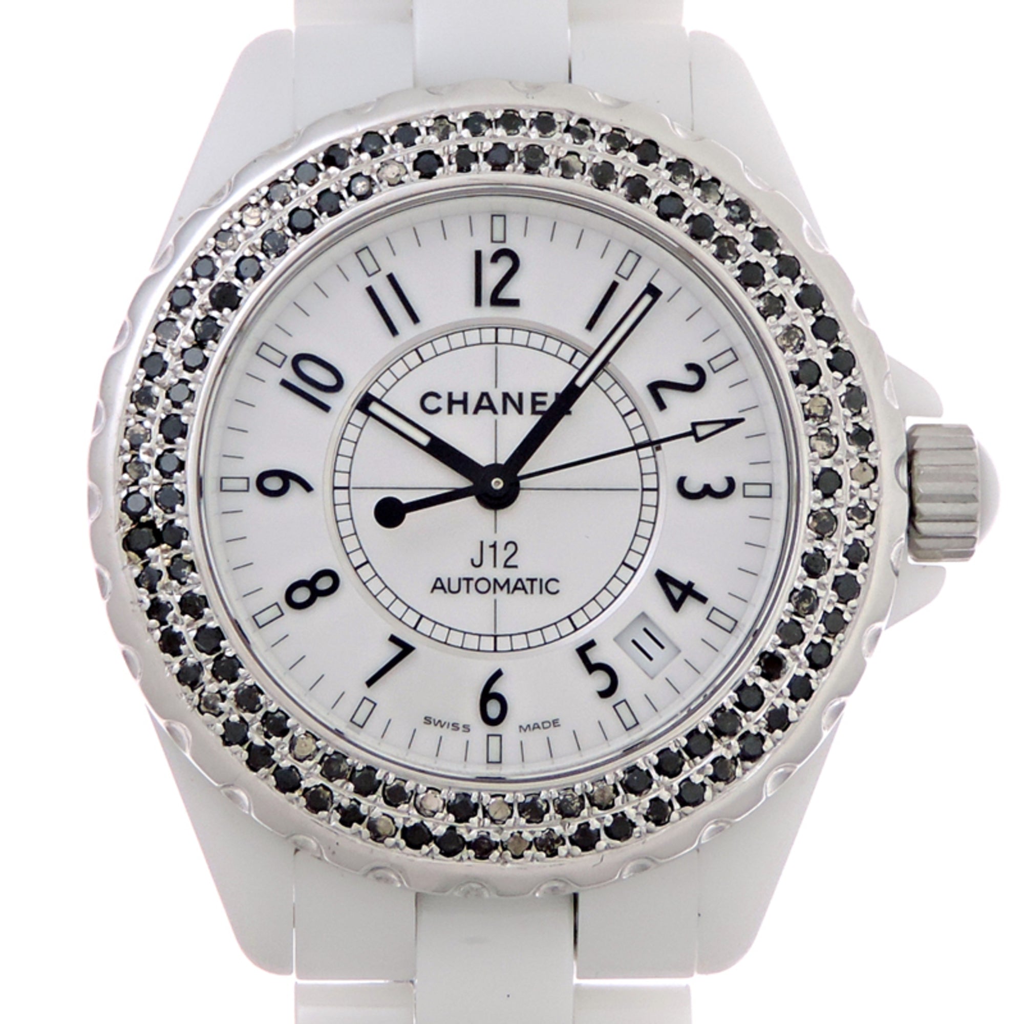 Chanel J12 38MM Bezel with Black Diamonds, Women's Watch H0970 — Very Good