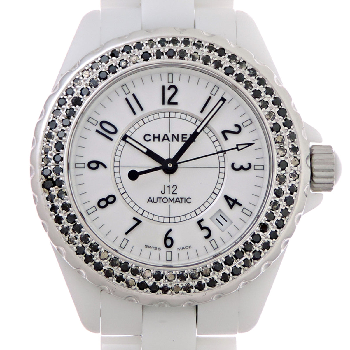Chanel J12 38MM Bezel with Black Diamonds, Women's Watch H0970 — Very Good