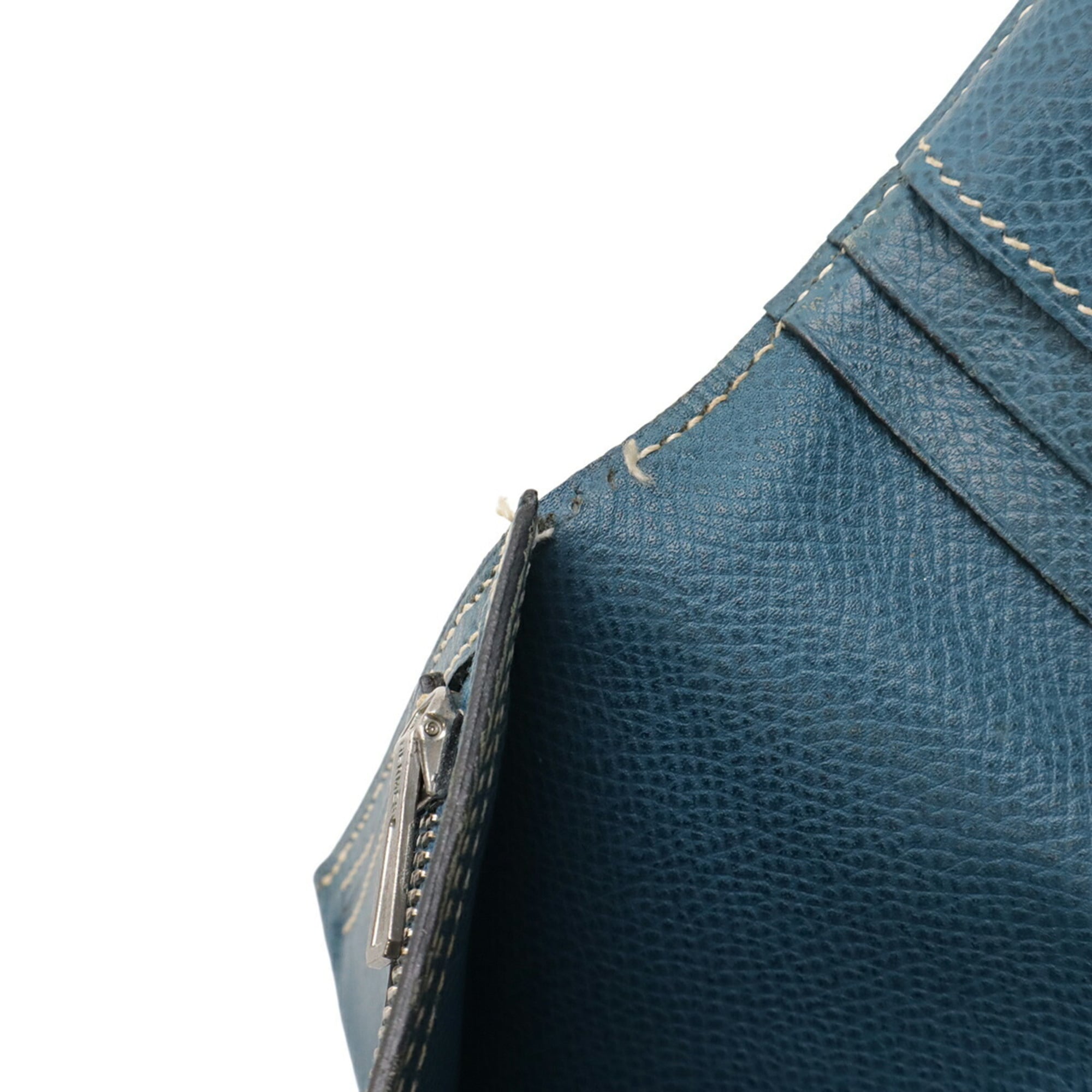 HERMES Bearn 2PLIS Dupre Tri-fold Long Wallet, Epsom Leather, Colvert Blue, G Stamp