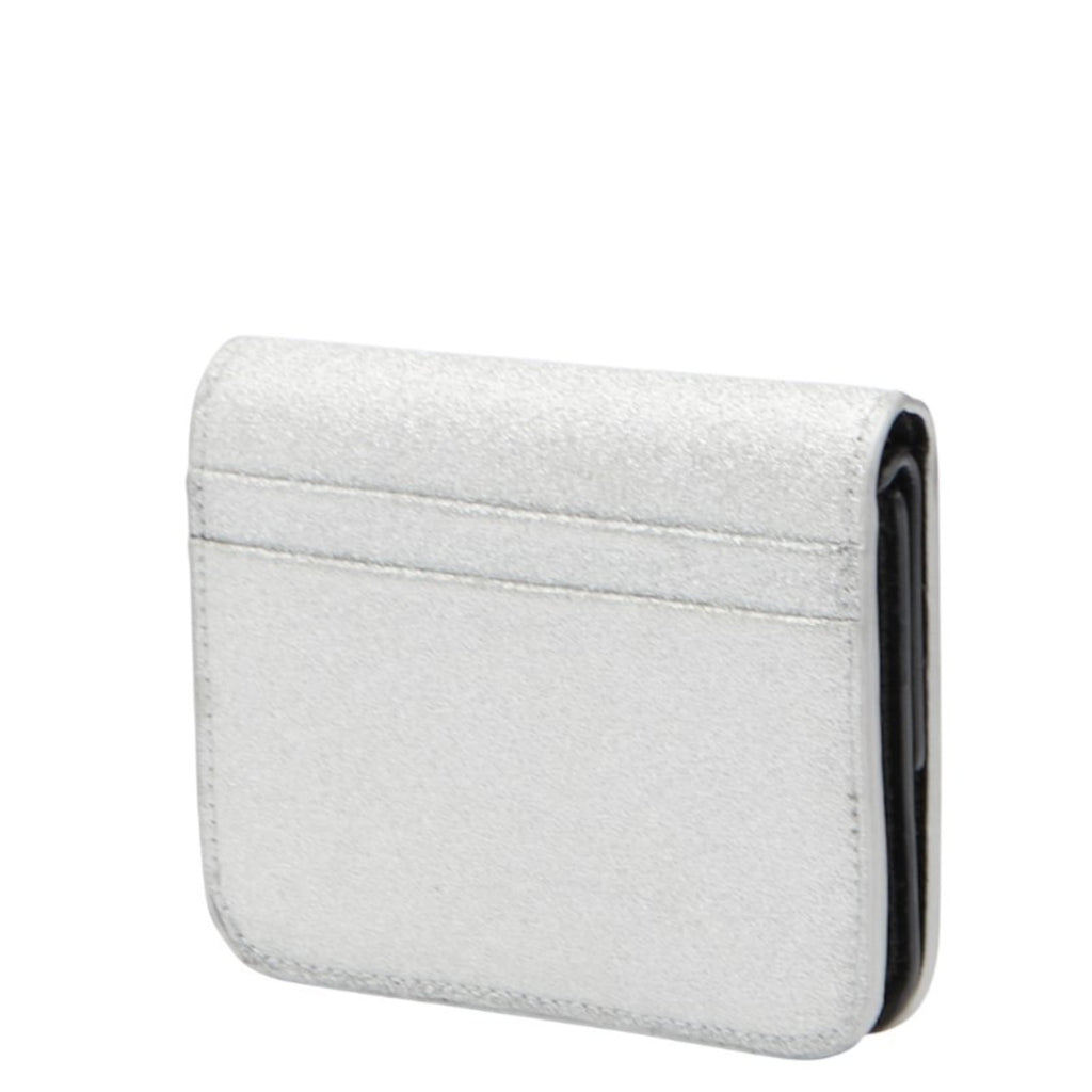 Balenciaga Logo Bifold Wallet 594216 Silver Leather Women's BALENCIAGA