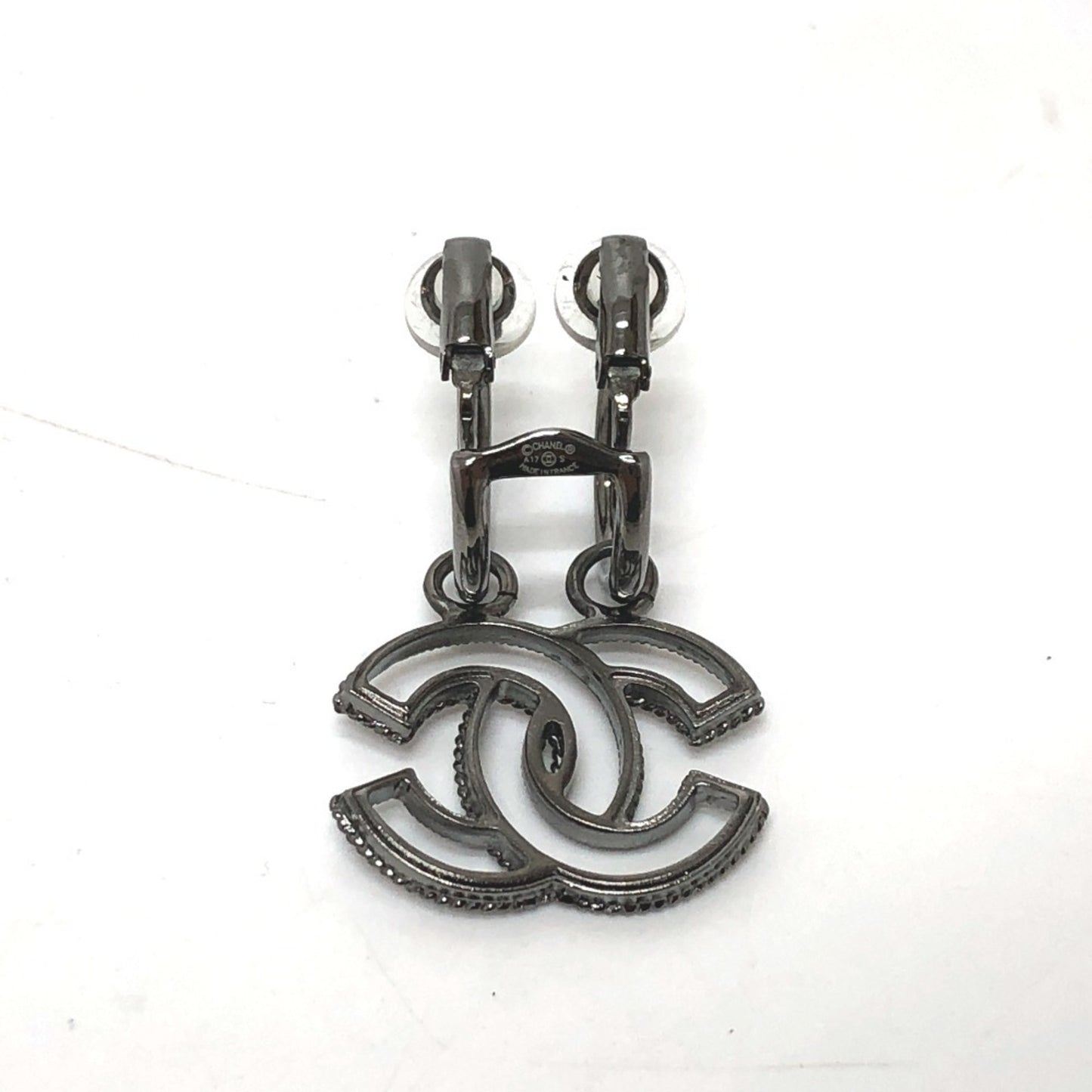 CHANEL CC Coco Mark A17S Metal Earrings, Women's, Black