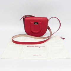 Salvatore Ferragamo Gancini AU-22 D522 Women's Leather Shoulder Bag Red Color — Like New