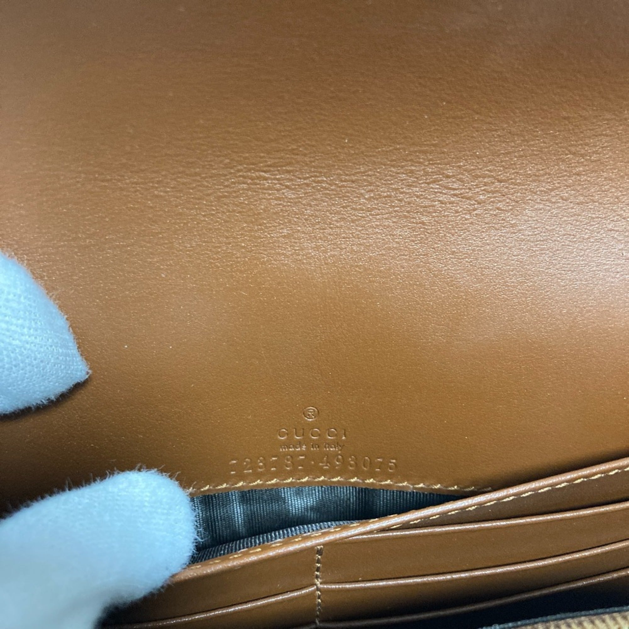 GUCCI GG Matelasse Leather Wallet, Chain Shoulder Bag, 723787, Brown, Women's — Like New