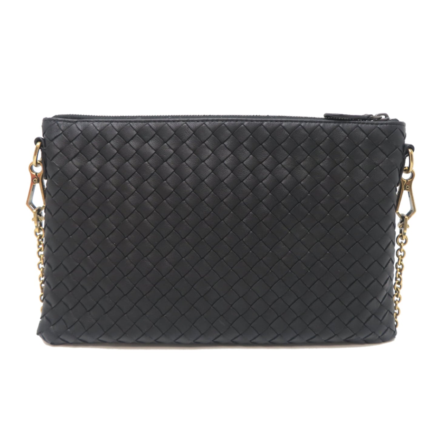 Bottega Veneta Intrecciato Chain Shoulder Bag, Women's Leather, Black