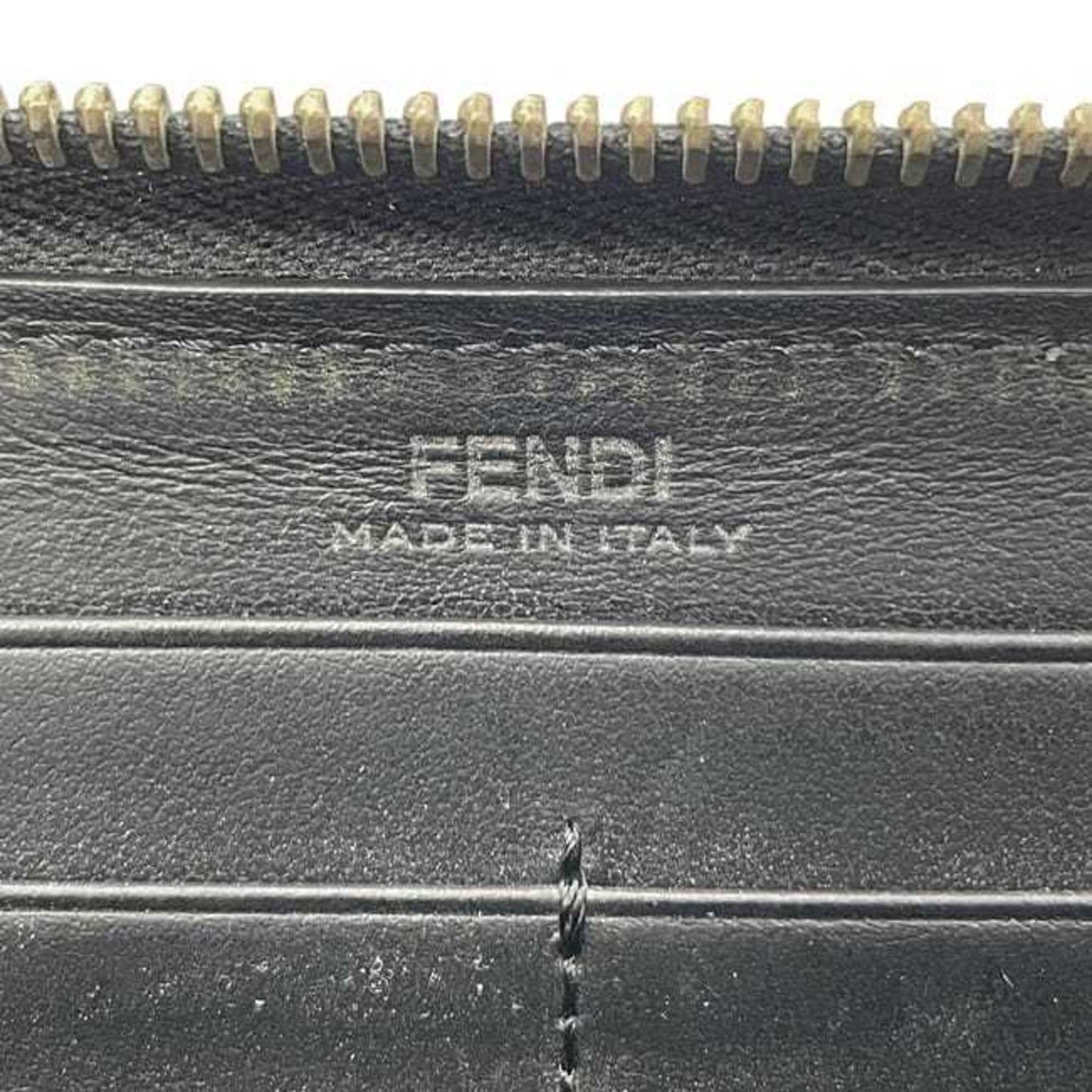 Fendi round long wallet ec-24631 Black Bugs 7M0210 leather metal SQP 198 3260 FENDI Monster Eye black men's women's
