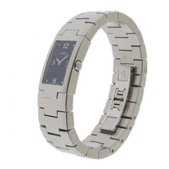 Versace stainless steel silver quartz analog display ladies black dial watch — Very Good