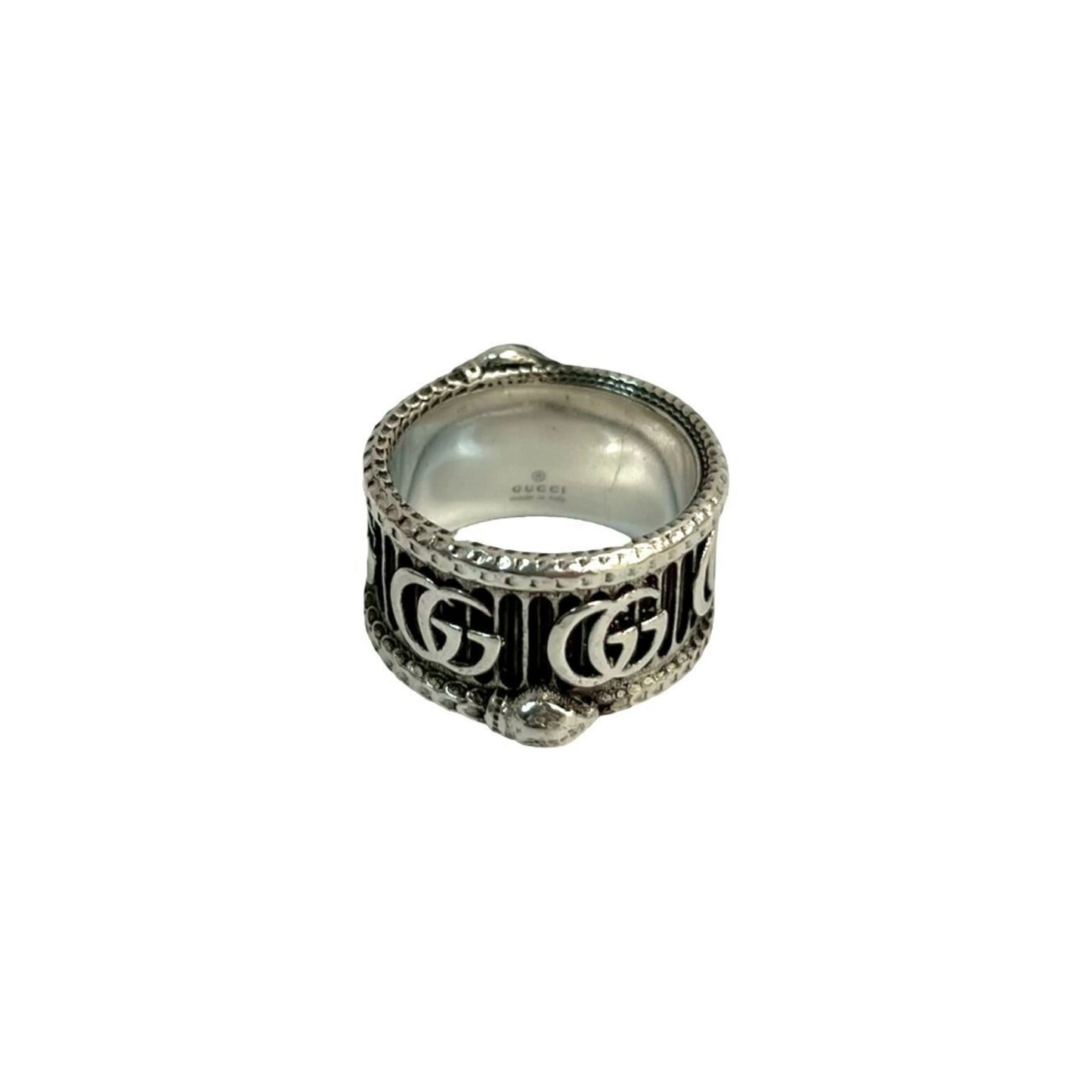 GUCCI Interlocking Double G Snake Ring, 925 Sterling Silver, Size 20, Men's, 43680