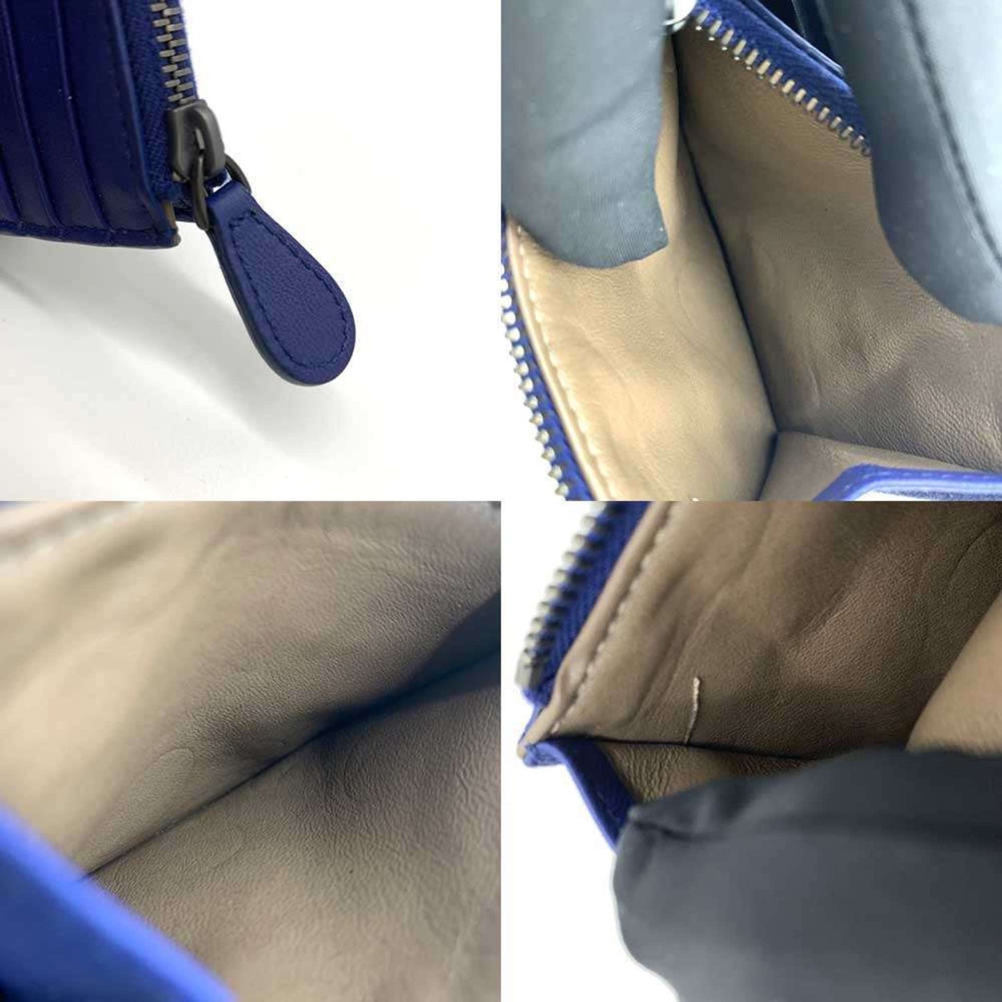 Bottega Veneta Intrecciato coin case and card in blue leather, 367004.