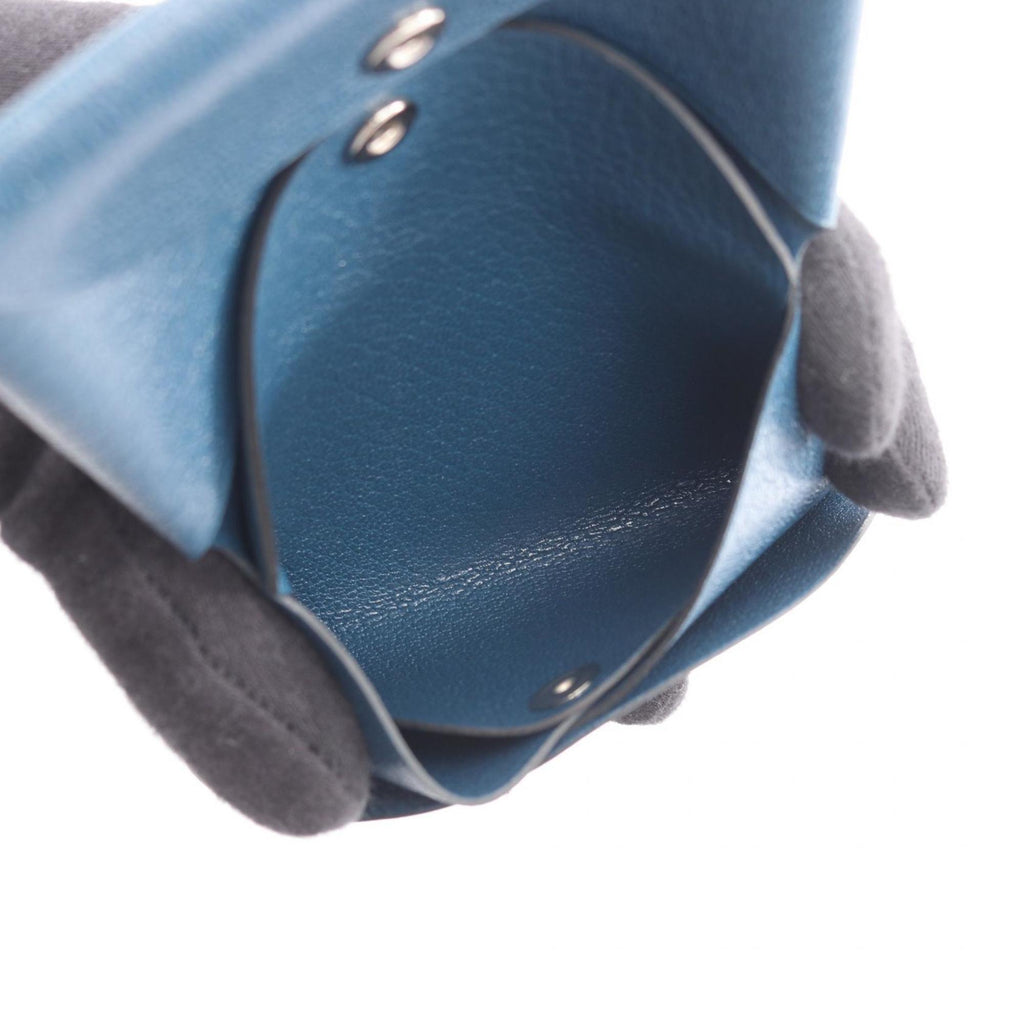 Hermes Hermès Calvi Duo wallet with coin purse, leather, Chevre Shamquila, women's, navy