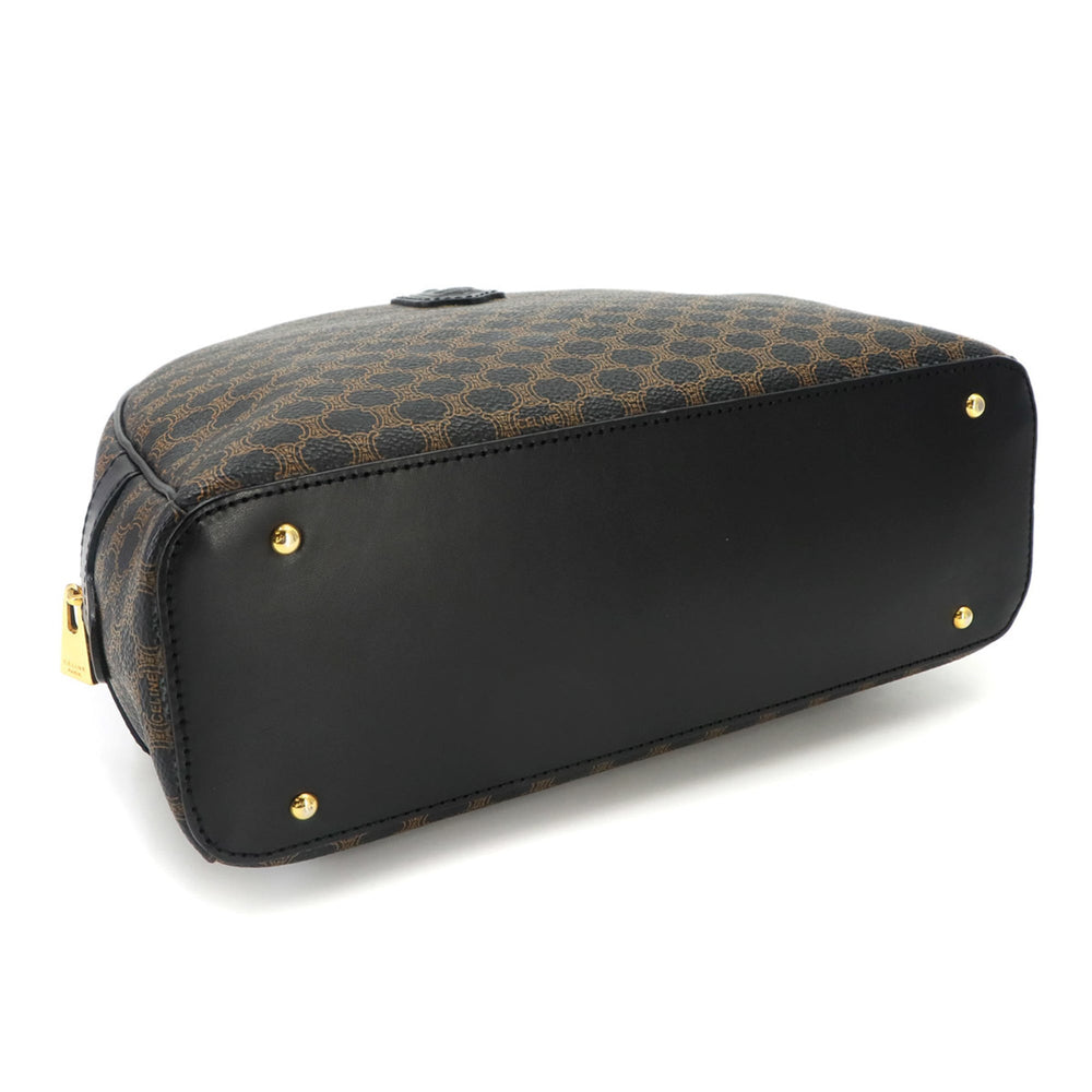 Celine Macadam Handbag, Leather, Black/Brown, Gold Hardware — Like New