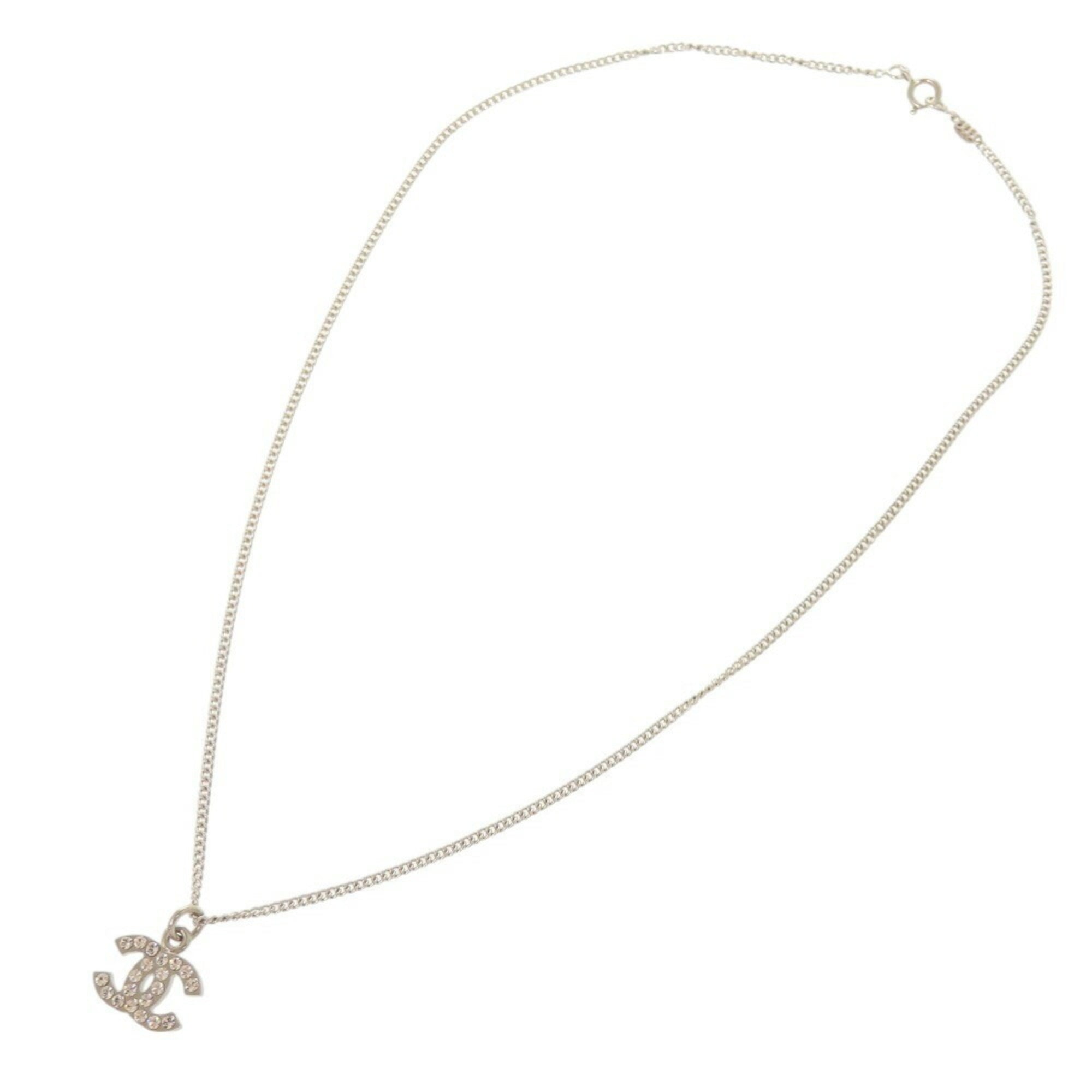 Like new Chanel Coco Mark A28942 Metal Rhinestone Silver Necklace 0460CHANEL — Like New