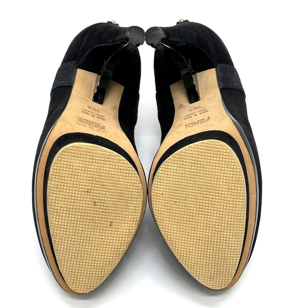 FENDI Made in Italy VERO CUOIO High Heel Dress Shoes Leather Women's Black