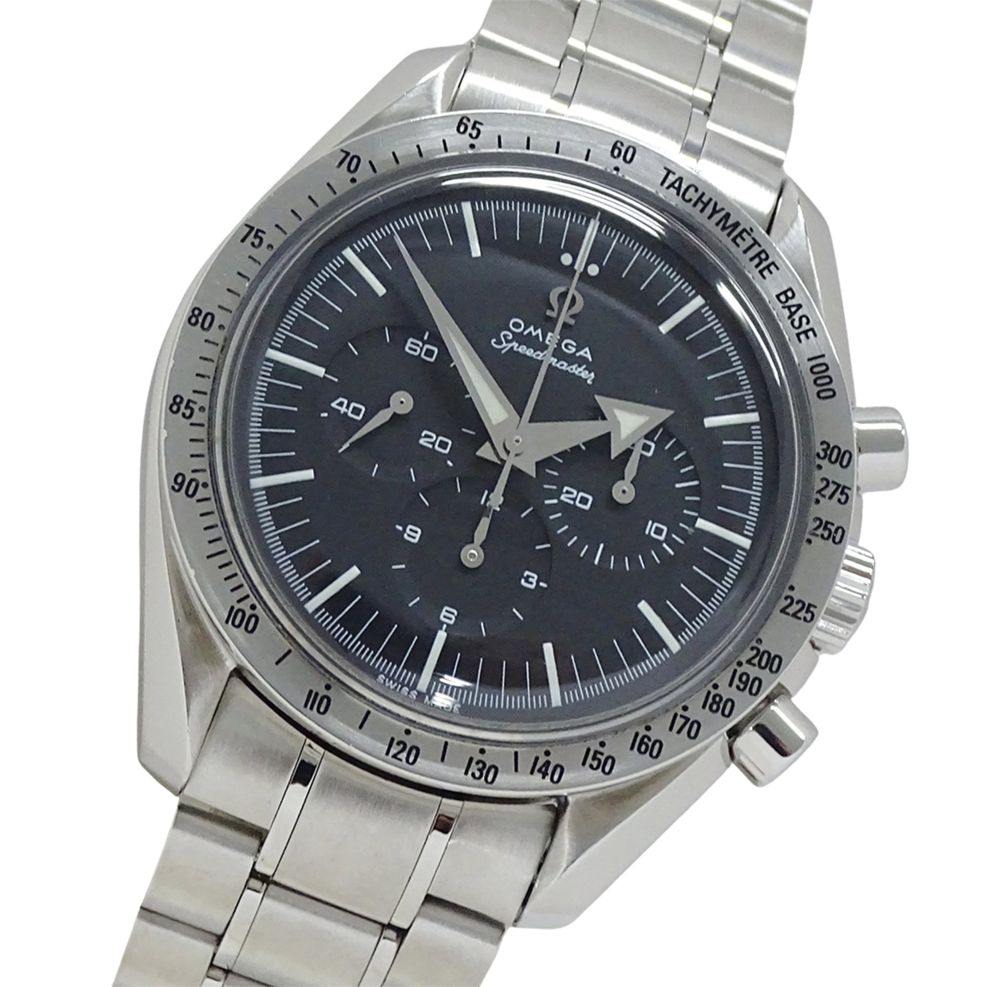 Omega Speedmaster First Replica 3594.50 Men's Watch, Brand Name, Chronograph, Manual Winding, Stainless Steel (SS), Silver, Black — Good