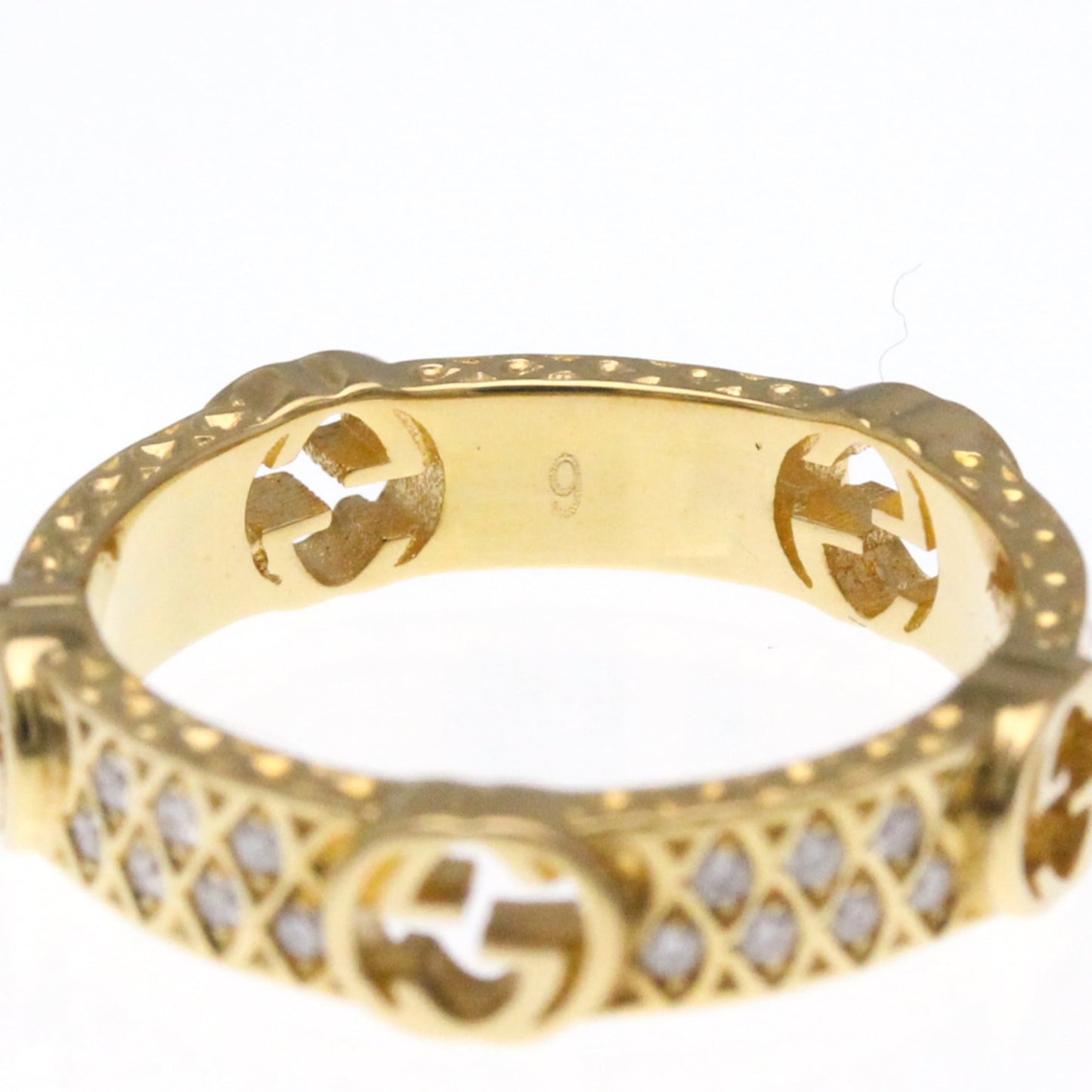 Gucci Interlocking G Diamond Ring Yellow Gold (18K) Fashion Diamond Band Ring Gold