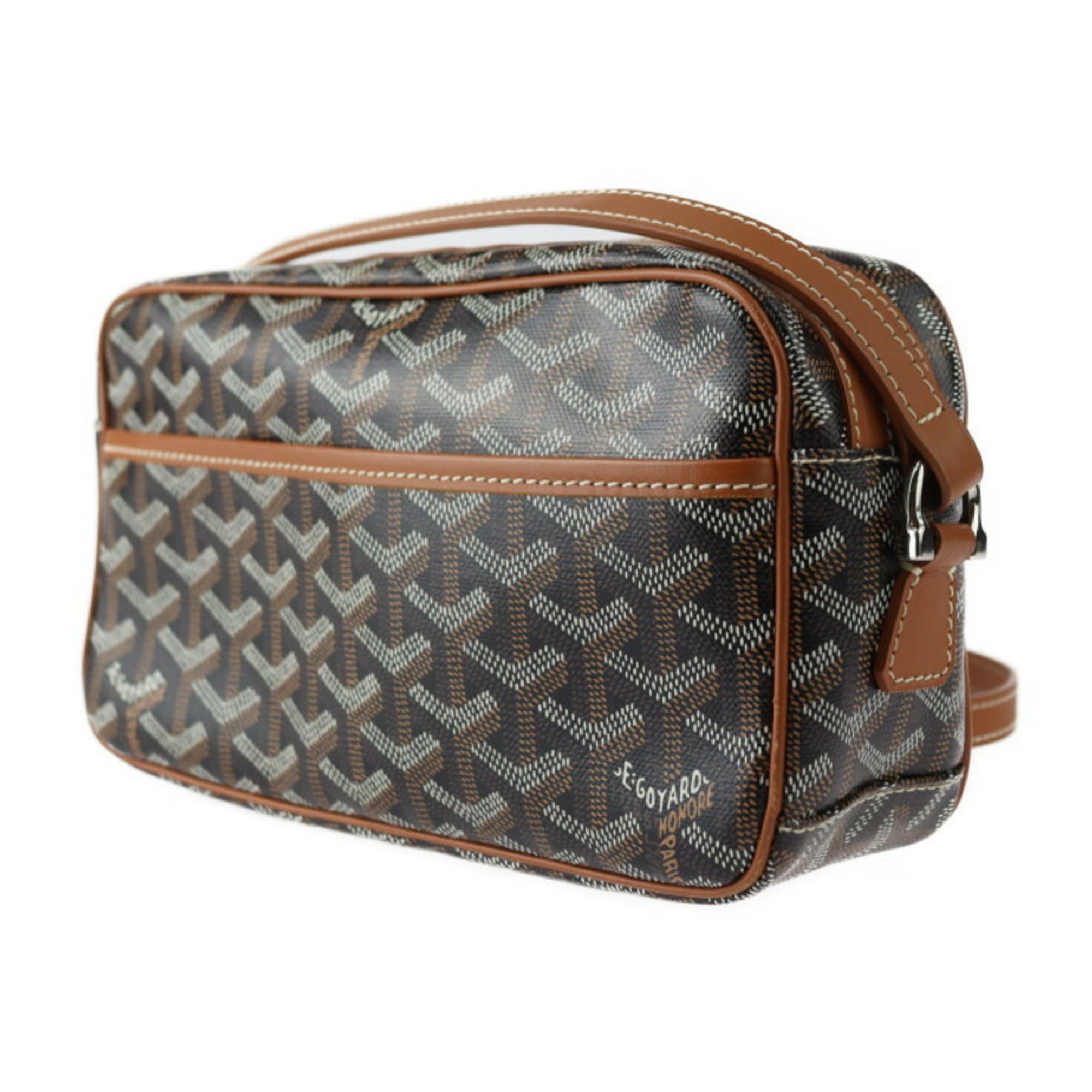 GOYARD Goyard Cap Vert PM Shoulder Bag - Leather Black and Brown Crossbody Pouch R2412123007052