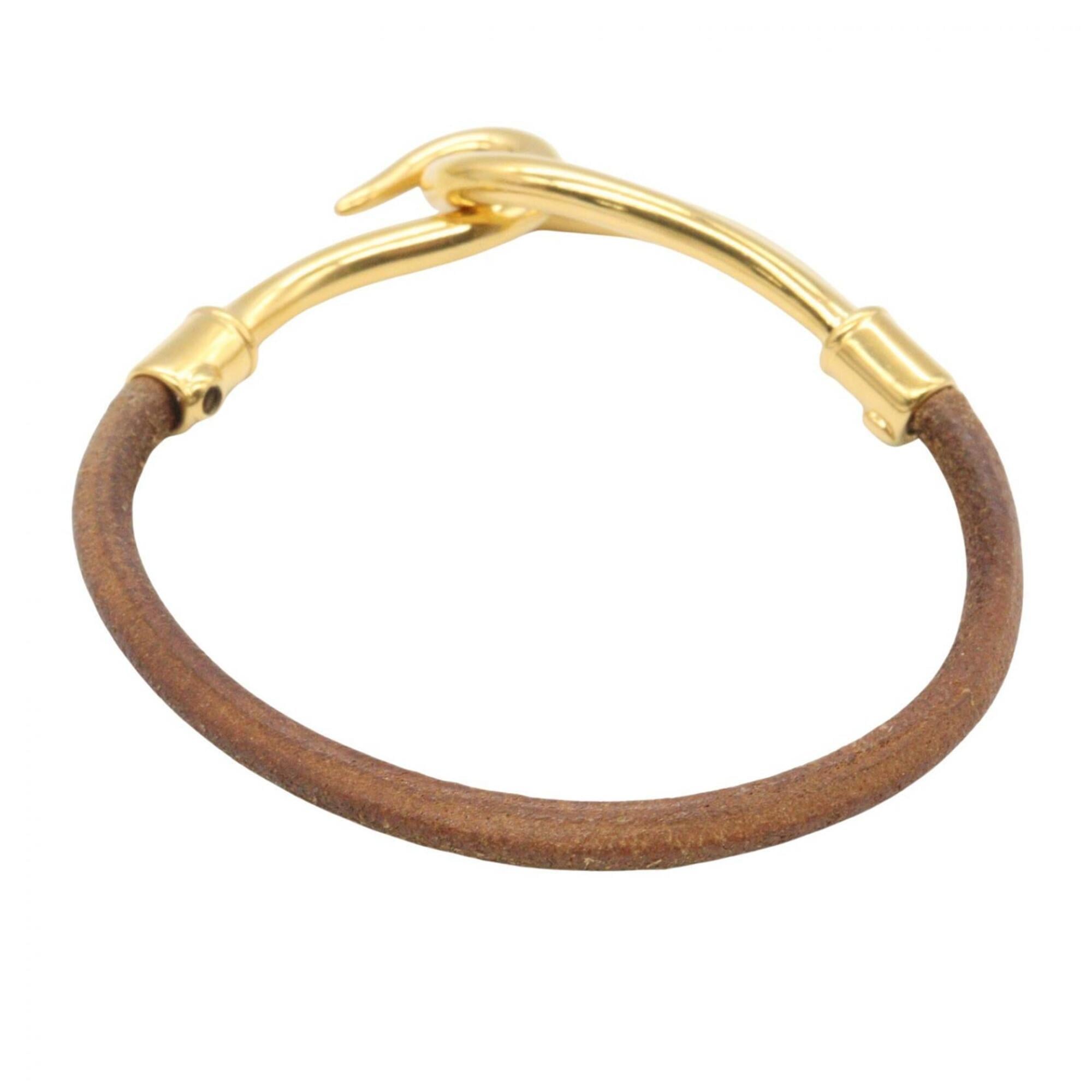Hermes Jumbo Bracelet, Gold Plated Leather Women's, Gold/Brown Tones — Like New