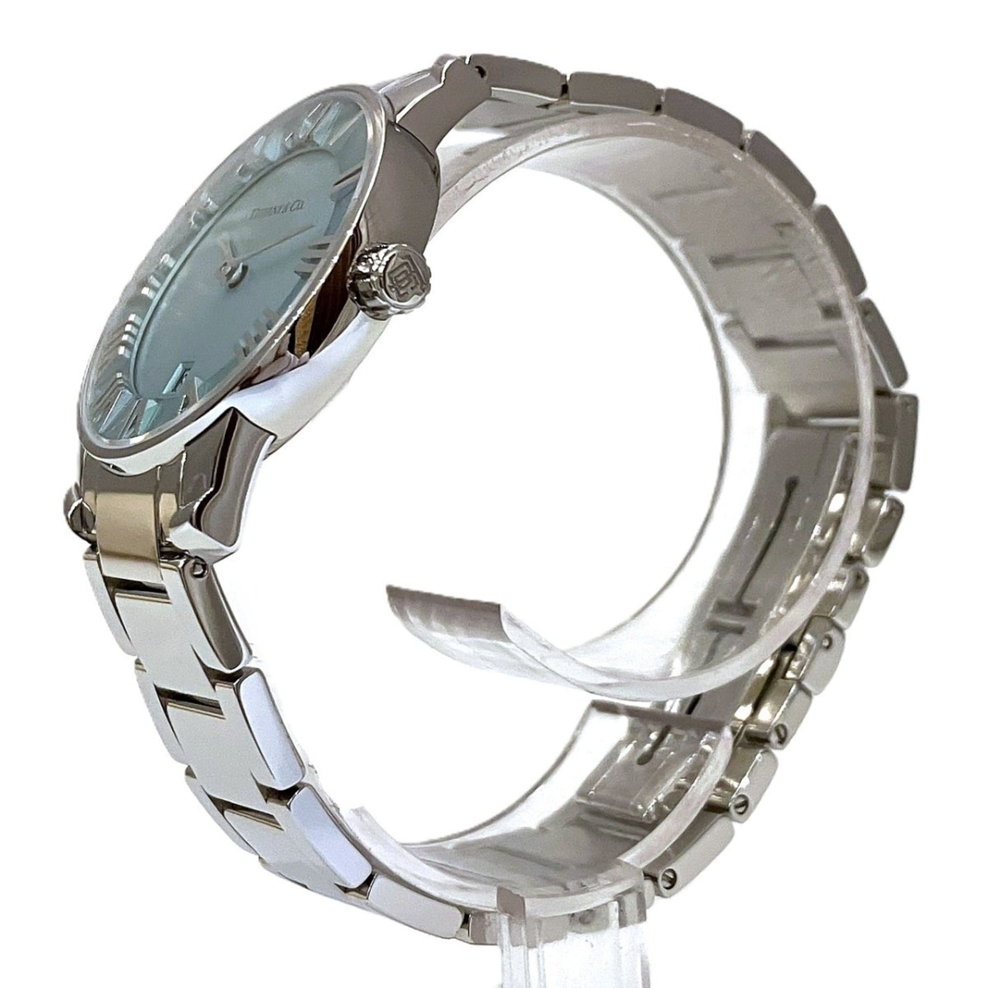 Tiffany & Co. Atlas 2-Hand Date Watch, Total Weight 58.8g, Stainless Steel, Quartz Movement, Blue Dial, 63452807 — Very Good