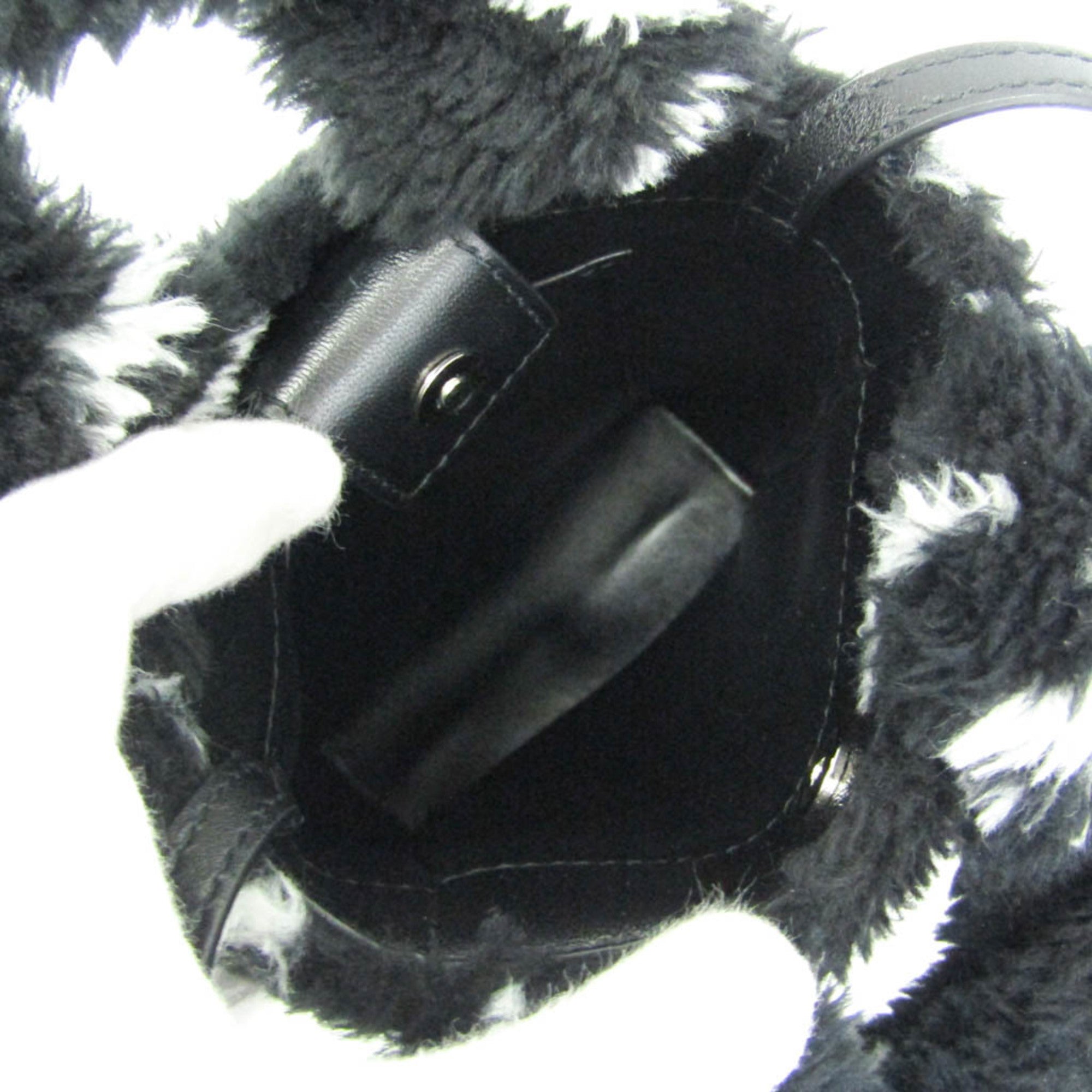 Balenciaga Everyday Phone Holder 596564 Women's Leather,Faux Fur Handbag,Shoulder Bag Black,White — Like New