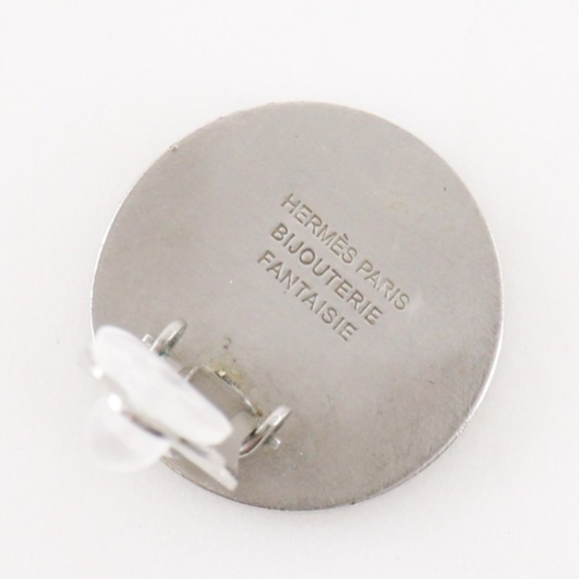 Hermès HERMES Serie Earrings BIJOUTERIE FANTAISIE Vintage Metal and Shell Silver Approx. 11.6g Women's