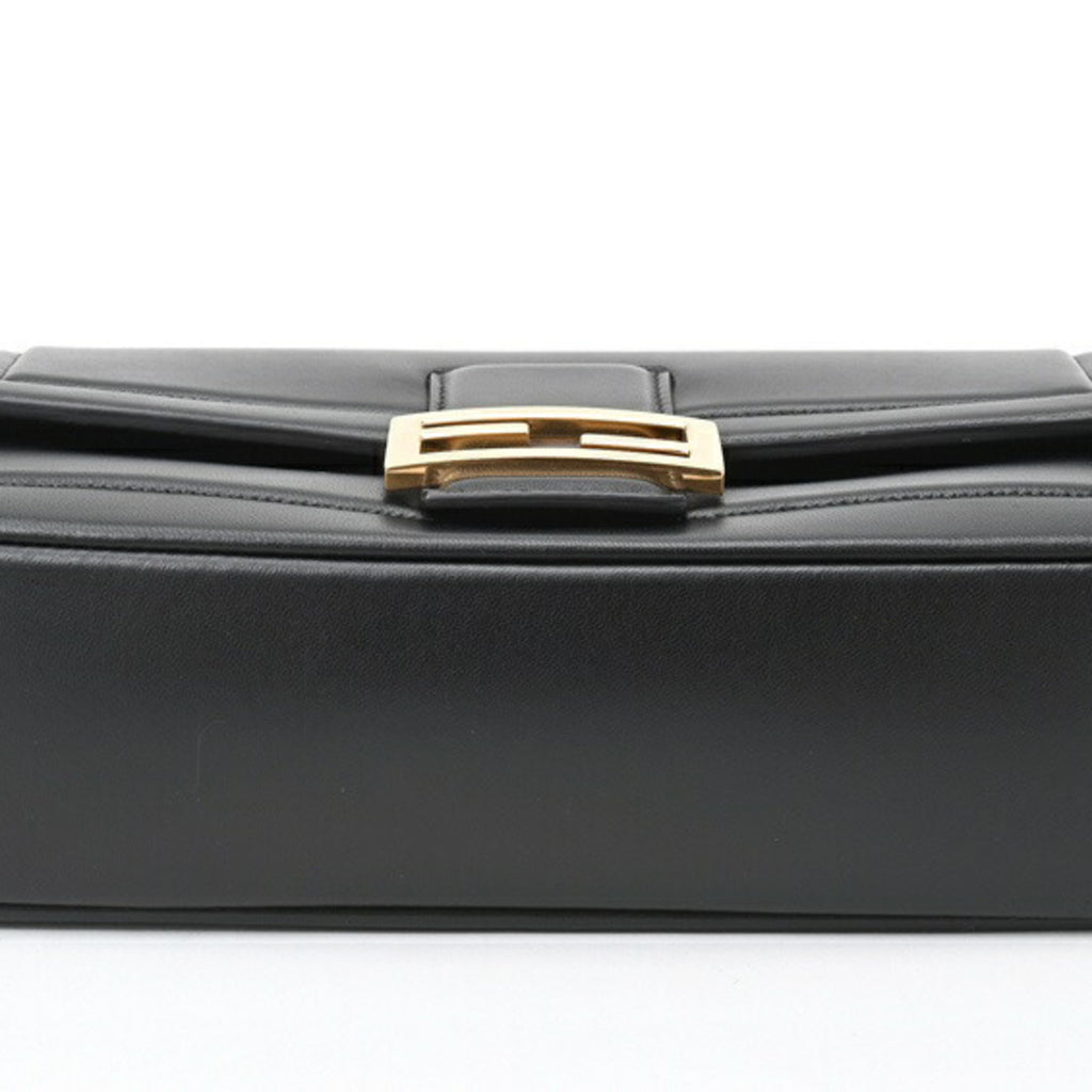 FENDI Baguette Chain Shoulder 8BR783 Leather Black S-157022