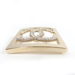 CHANEL A23P Coco Mark Rhinestone Brooch, Gold, with Box, Made in France, Women's — Like New