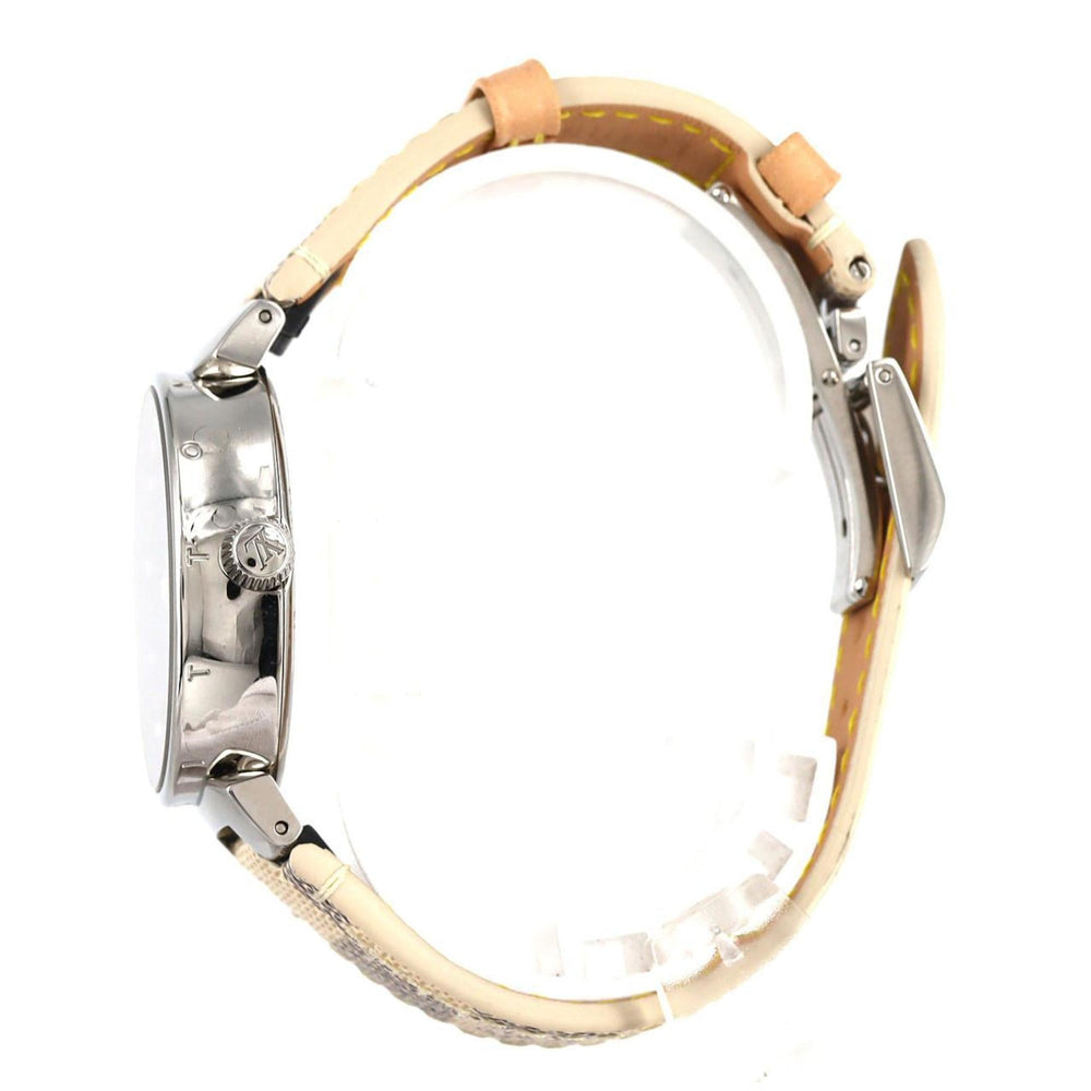 Louis Vuitton Tambour Dual Time 12P Circle D QA142 Stainless Steel Quartz Watch — Very Good