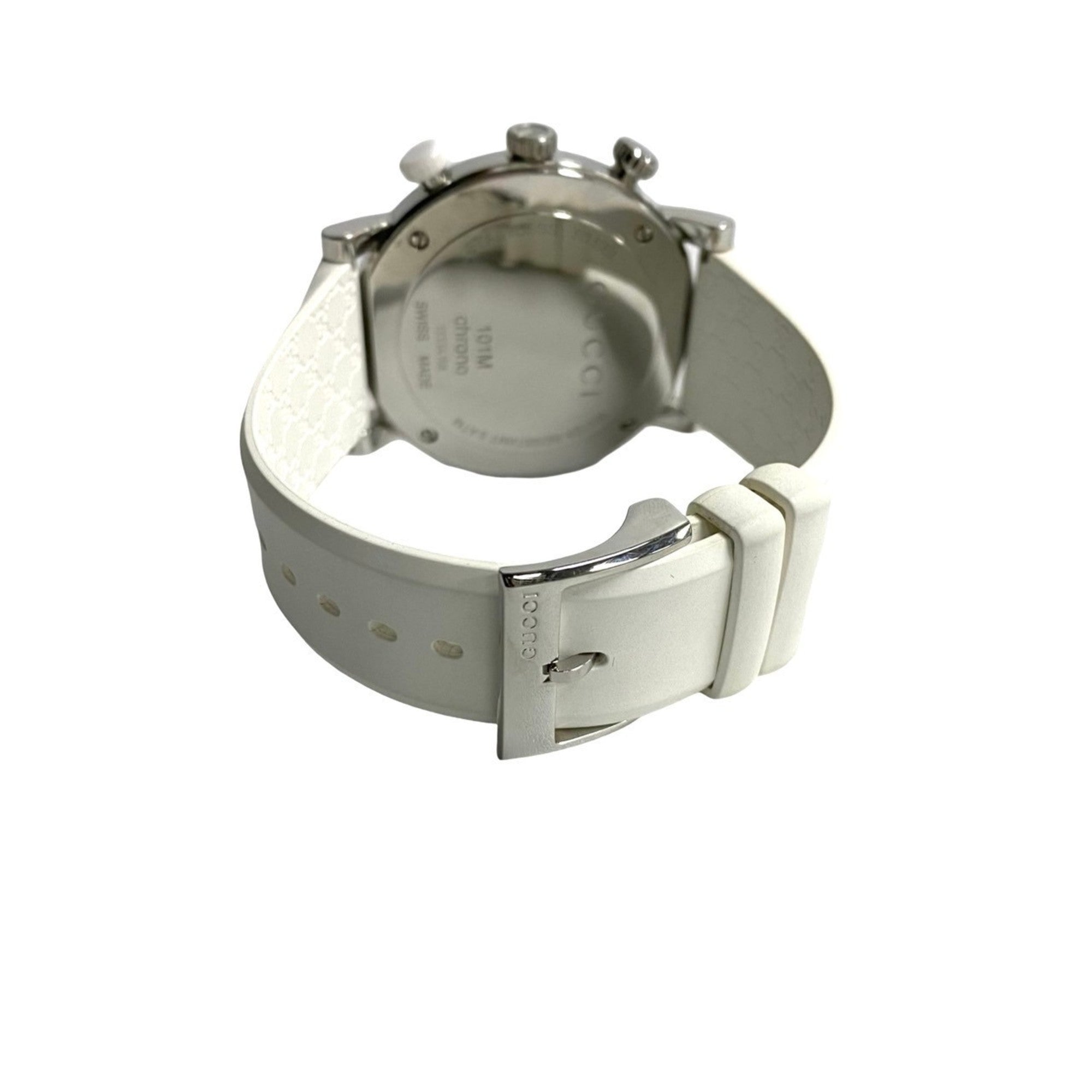 GUCCI G Chrono Quartz Stainless Steel Watch for Men, White and Silver, 29963 — Good