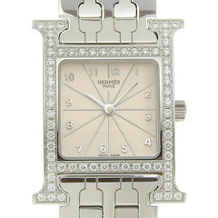 Hermes HERMES H Watch Diamond Bezel HH1.230 Stainless Steel x Quartz Analog Display Ivory Dial Heure for Women — Very Good