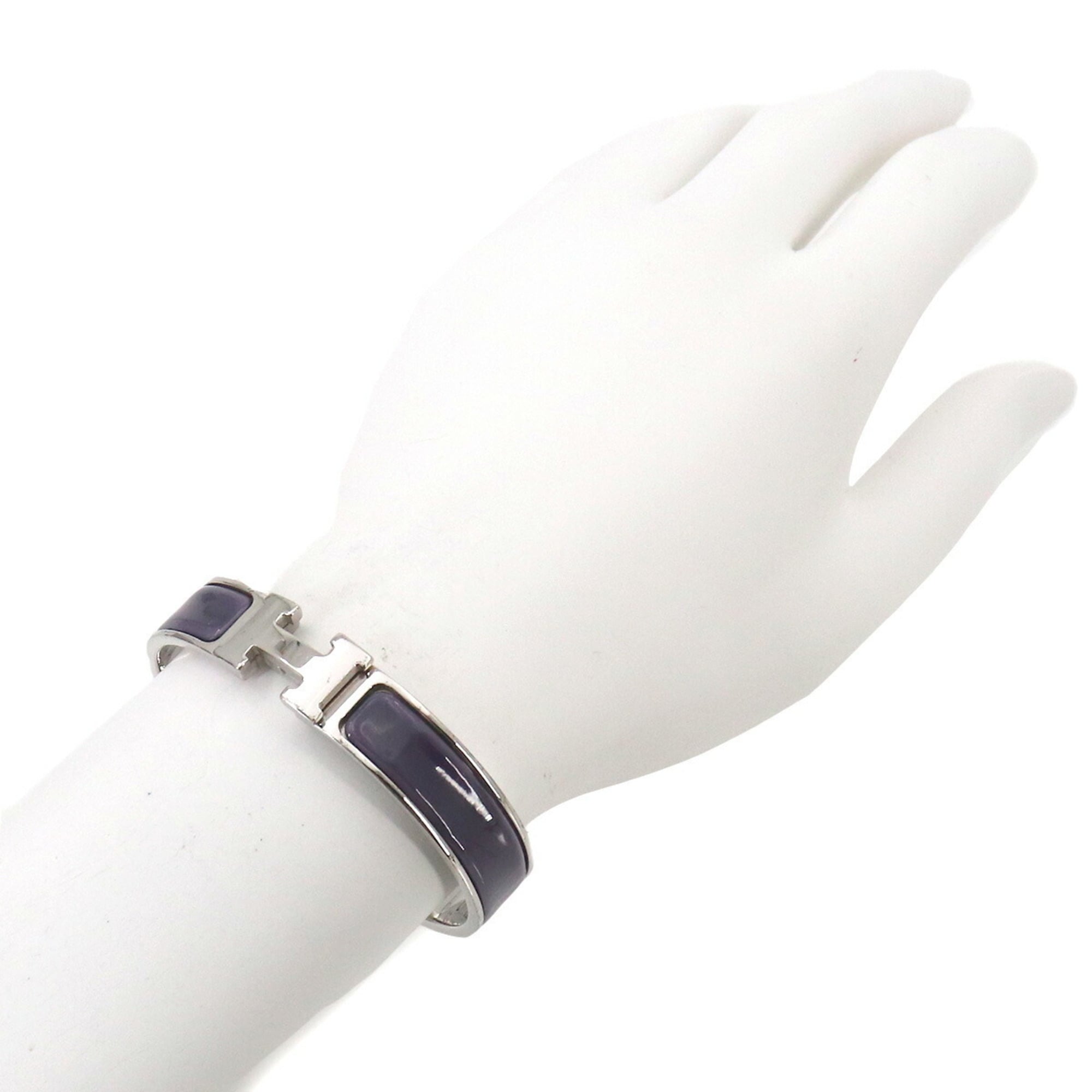 Hermes Clic H PM Bangle, Purple, Silver — Like New
