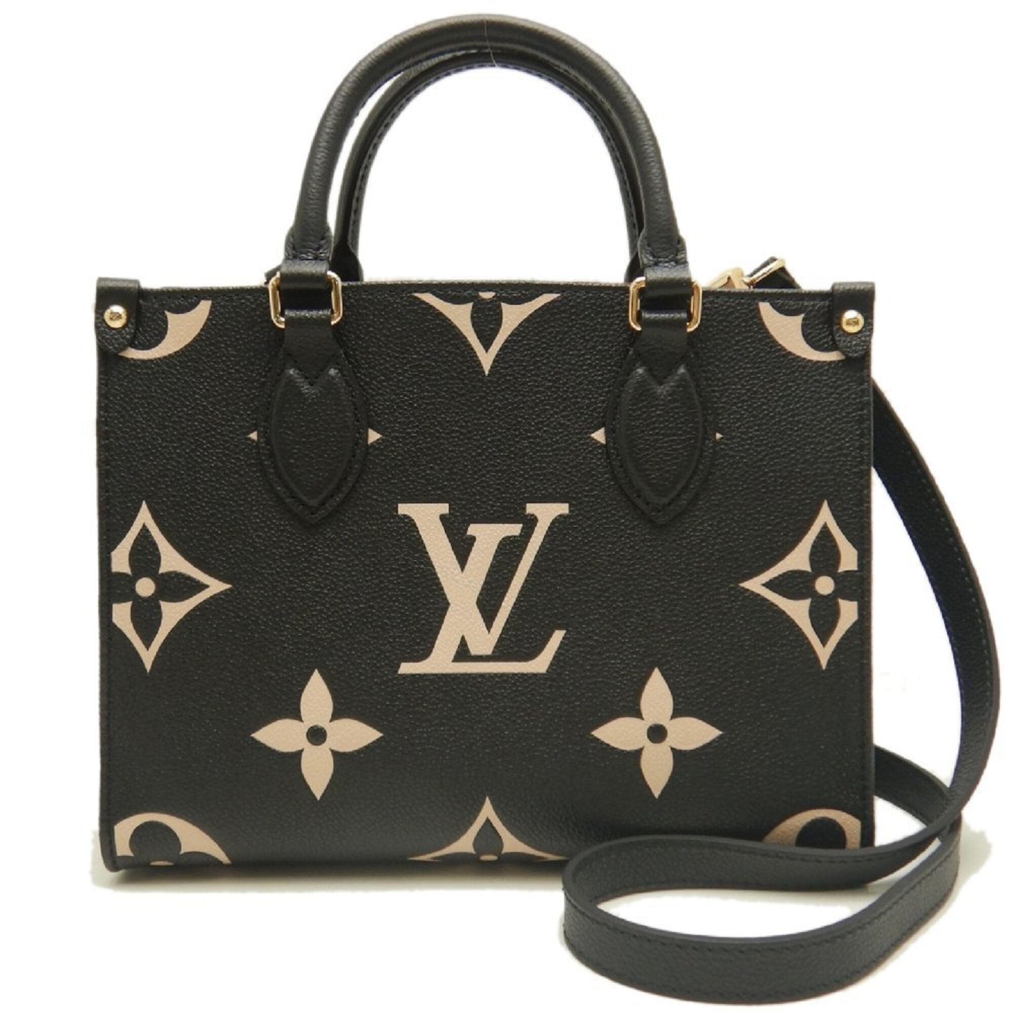 LOUIS VUITTON Louis Vuitton Bicolor Monogram OnTheGo PM M45659 Handbag Black Empreinte Beige Women's 253836 — Like New