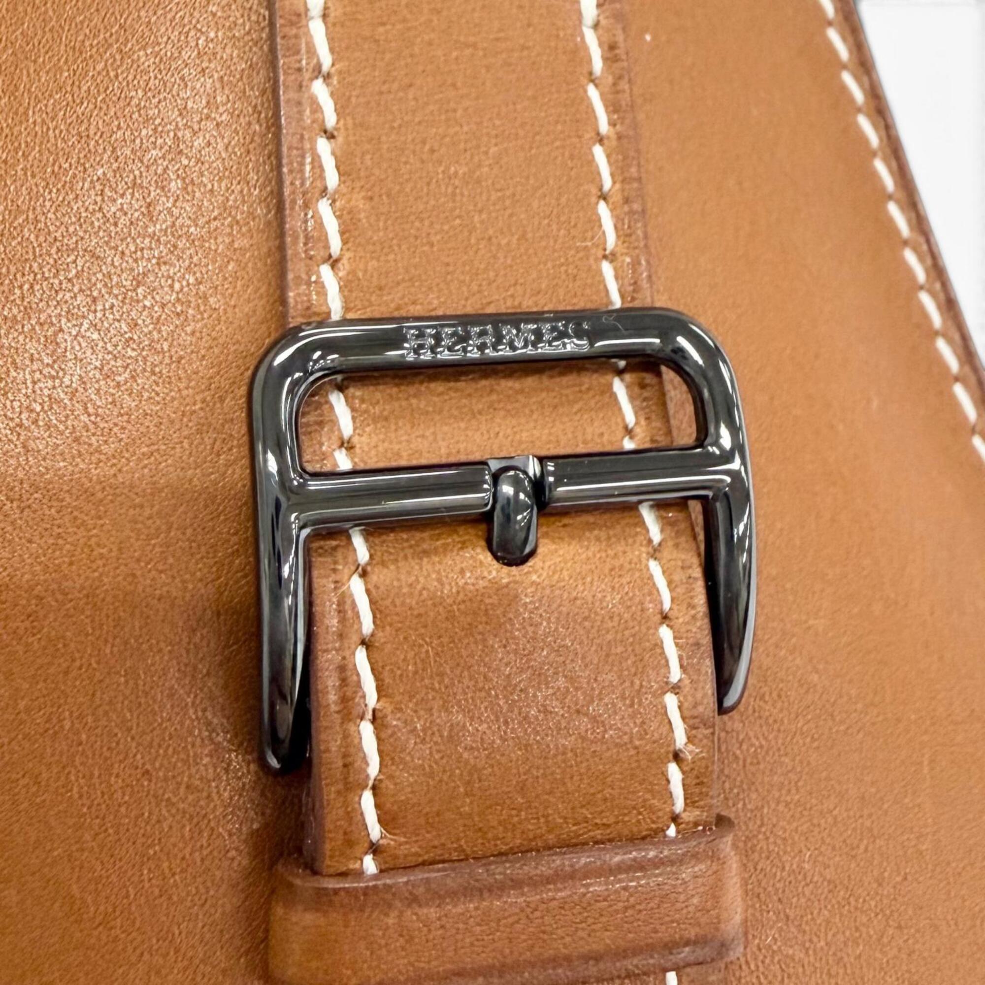 HERMES Hermes Clochette Buckle Long Necklace, Leather, Fauve Black, Silver Hardware, K Stamp, Current Model, Made in France, Men's, Comes with Box and Dust Bag — Like New
