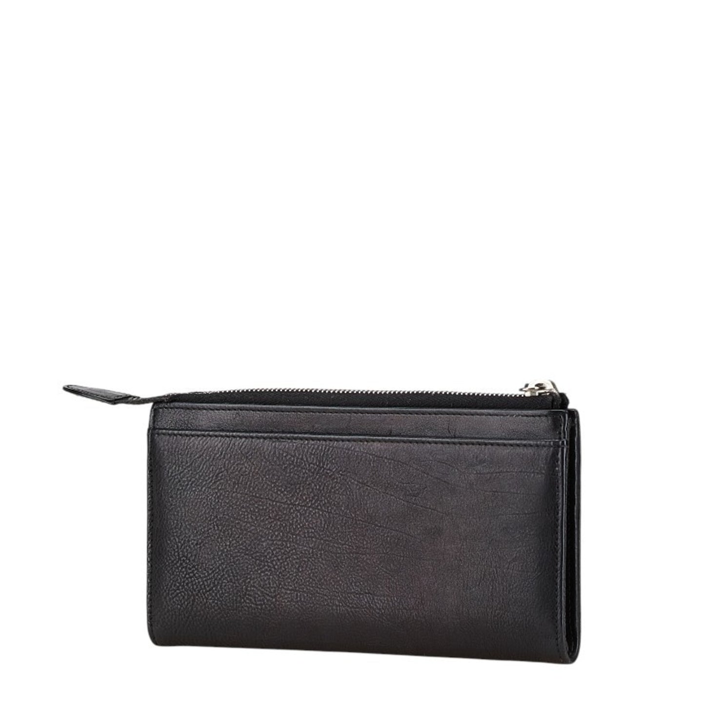 Christian Dior Dior Long Wallet Black Leather Women's