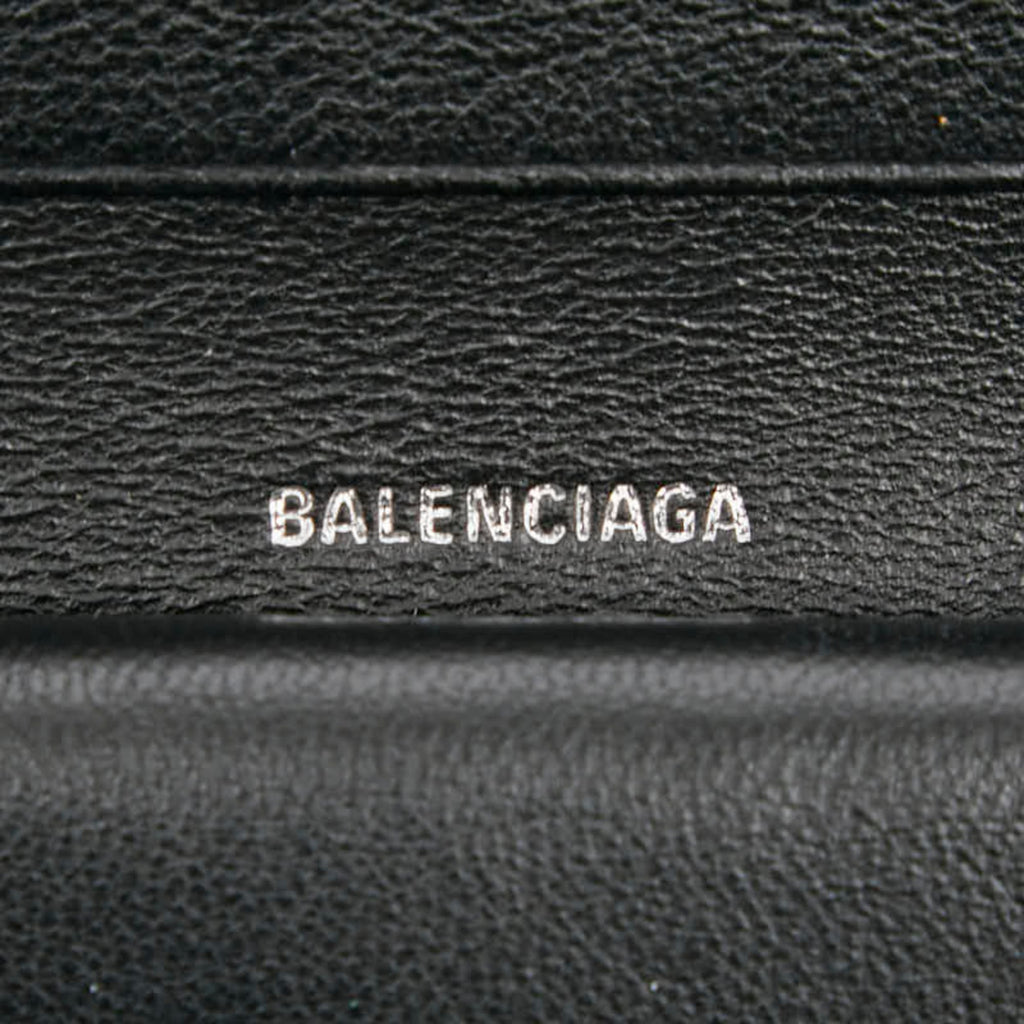 Balenciaga Logo Bifold Wallet 594216 Silver Leather Women's BALENCIAGA