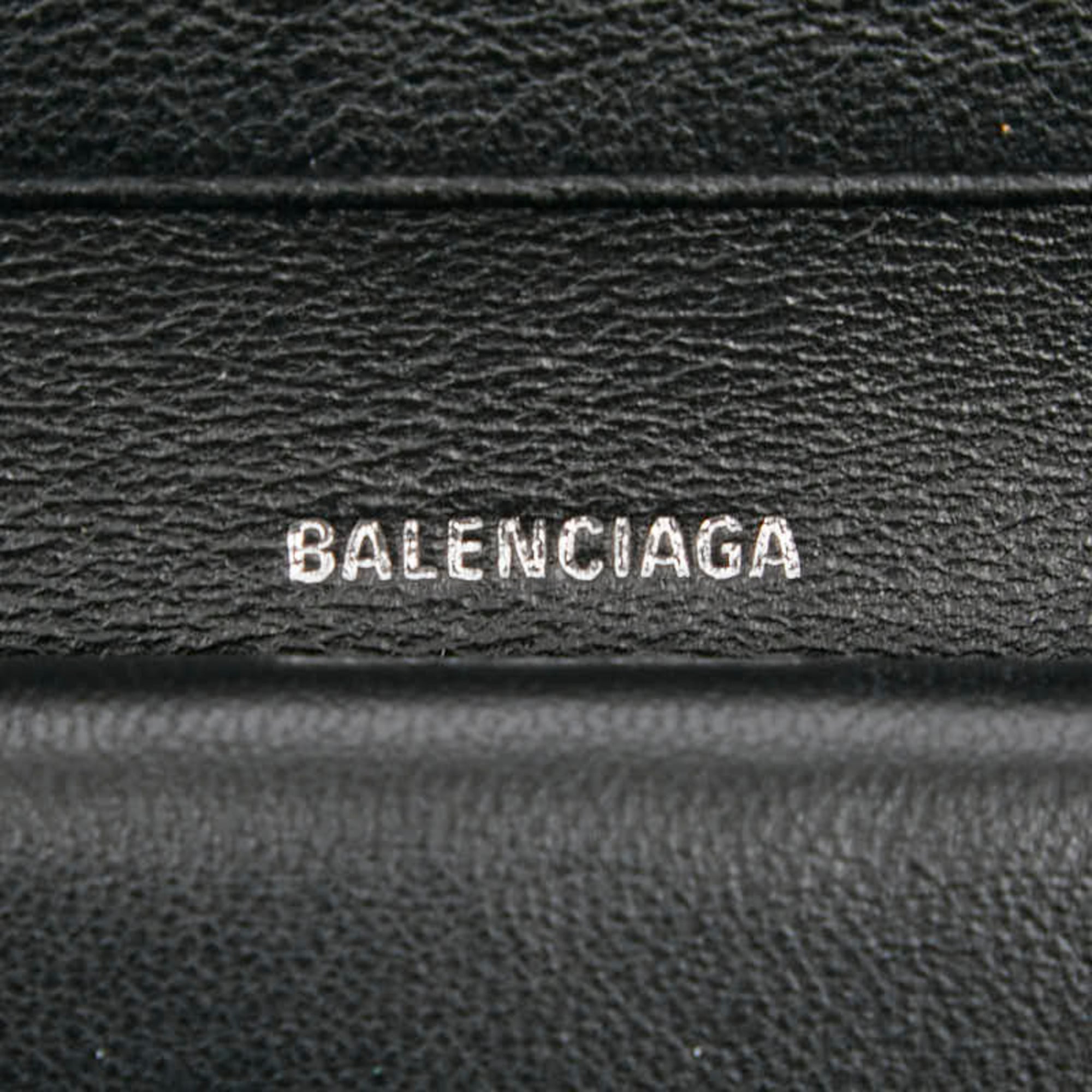 Balenciaga Logo Bifold Wallet 594216 Silver Leather Women's BALENCIAGA