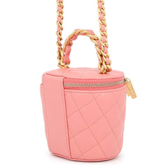 Chanel Chain Shoulder Bag, Coco Mark, Matelassé Vanity Case, Lambskin, CHANEL Handbag, Women's — Like New