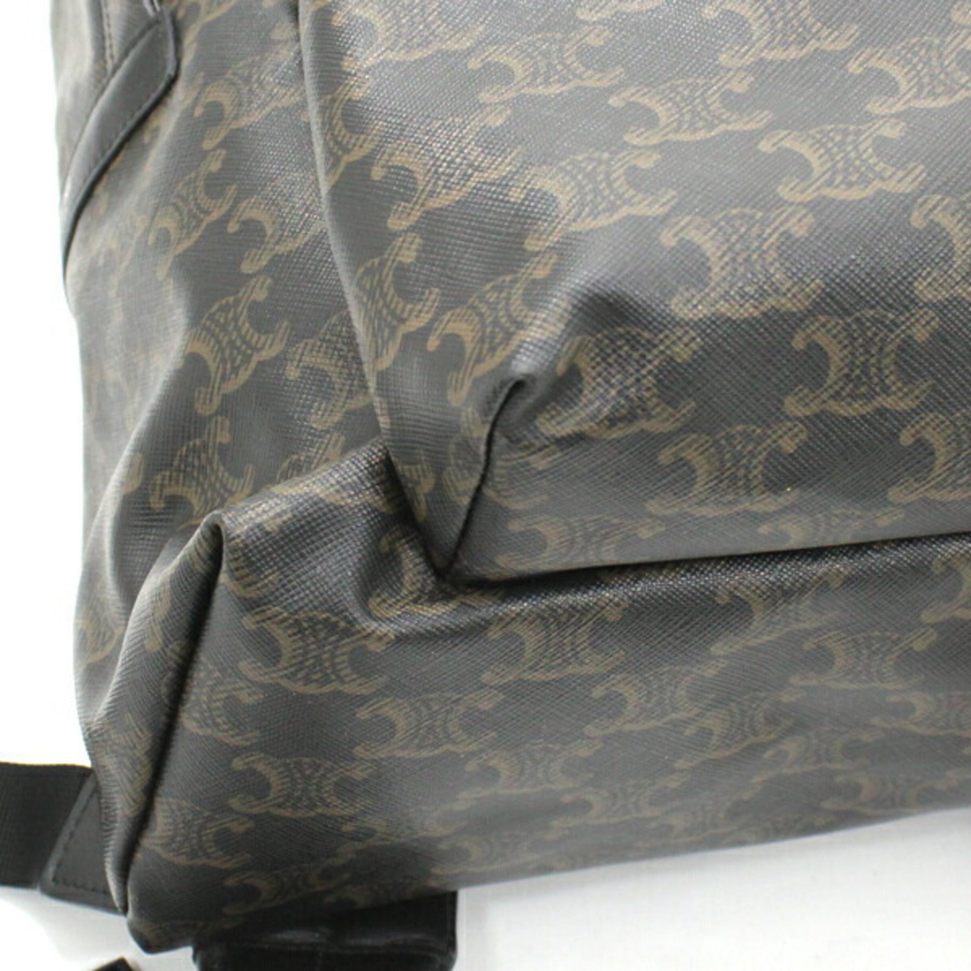 CELINE Backpack Triomphe Canvas Black Brown Rucksack Men's 188382BOV T5686 — Like New