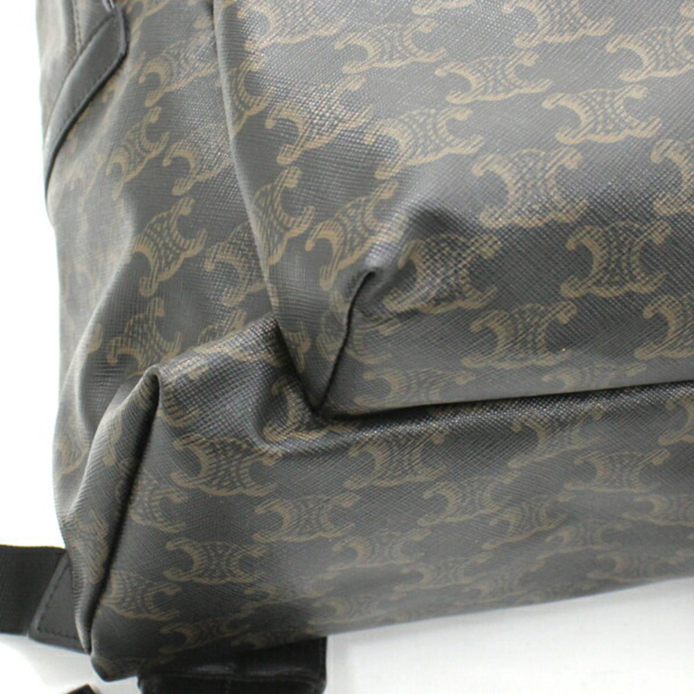 CELINE Backpack Triomphe Canvas Black Brown Rucksack Men's 188382BOV T5686 — Like New