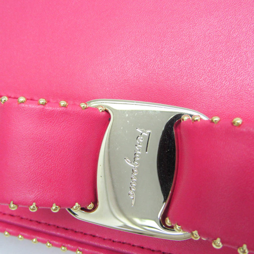 Salvatore Ferragamo Vara FZ-21 O001 Women's Leather Shoulder Bag Pink — Like New