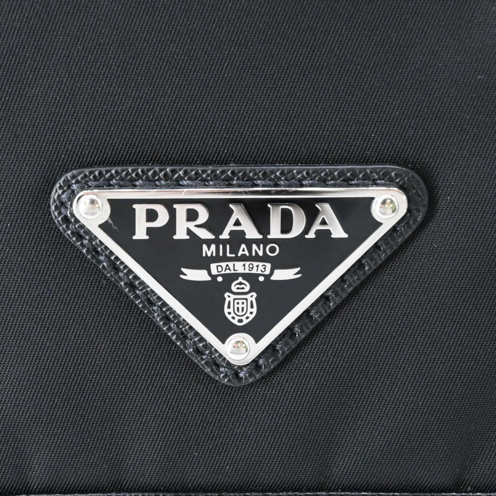 PRADA Tessuto Re-Nylon Triangle Shoulder Bag, Black, Gray, Brown, 2VD769 — New - Store Return