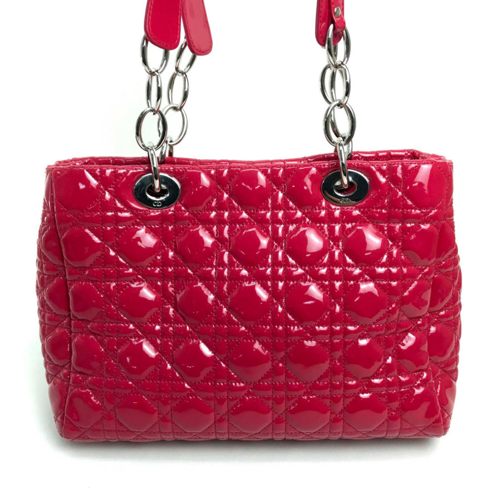 CHRISTIAN DIOR M0955PVR Cannage soft enamel Bag ChainShoulder Tote Bag Hand Bag Pink Based SilverHardware — Like New