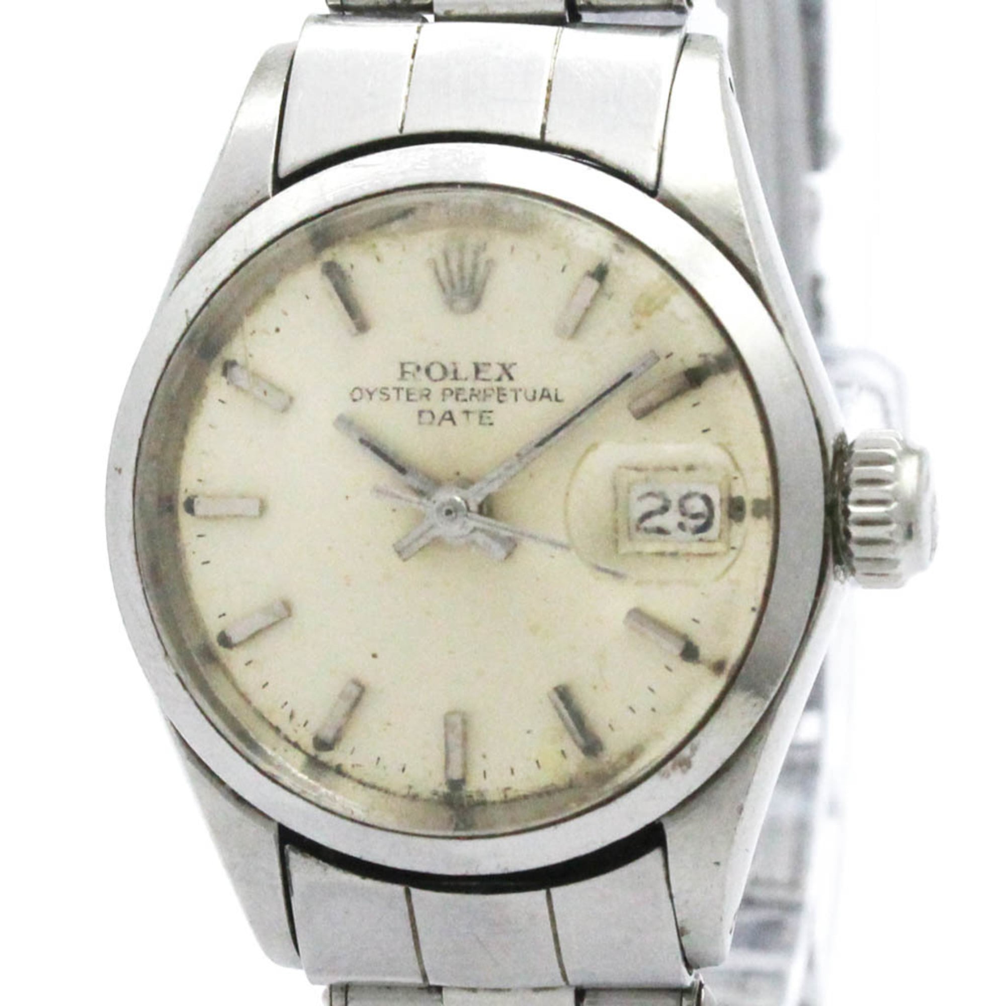ROLEX Oyster Perpetual Date 6516 Steel Automatic Ladies Watch Vintage — Good