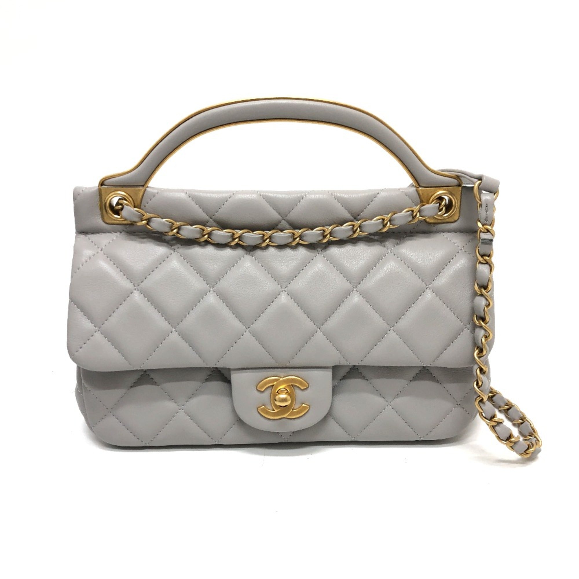 Chanel 2WAY Crossbody Shoulder Shoulder Bag gray GoldHardware — Like New