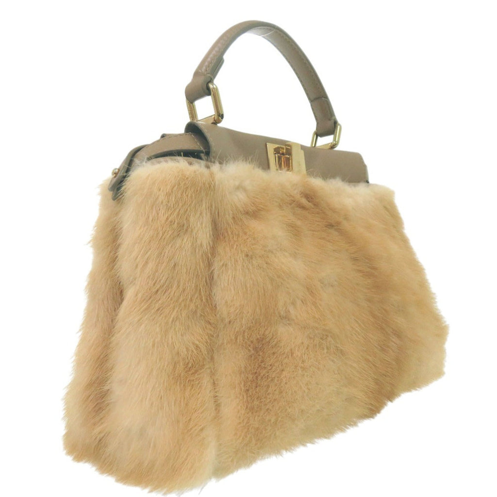 Excellent condition Fendi Peekaboo Mini 2-way handbag 8BN244 S8HC-199-10429 mink leather beige 1380