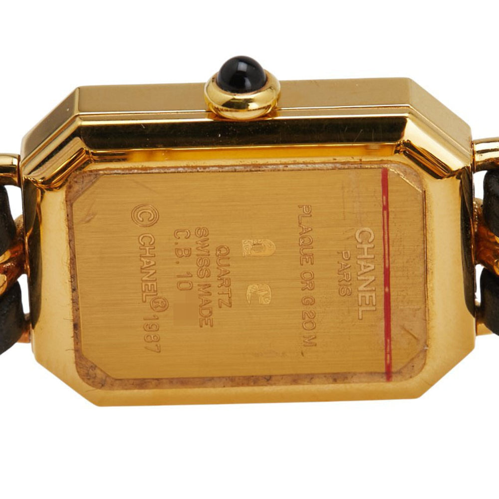 CHANEL Premiere M Quartz Watch with Black Dial and Plated Leather Strap for Women — Good