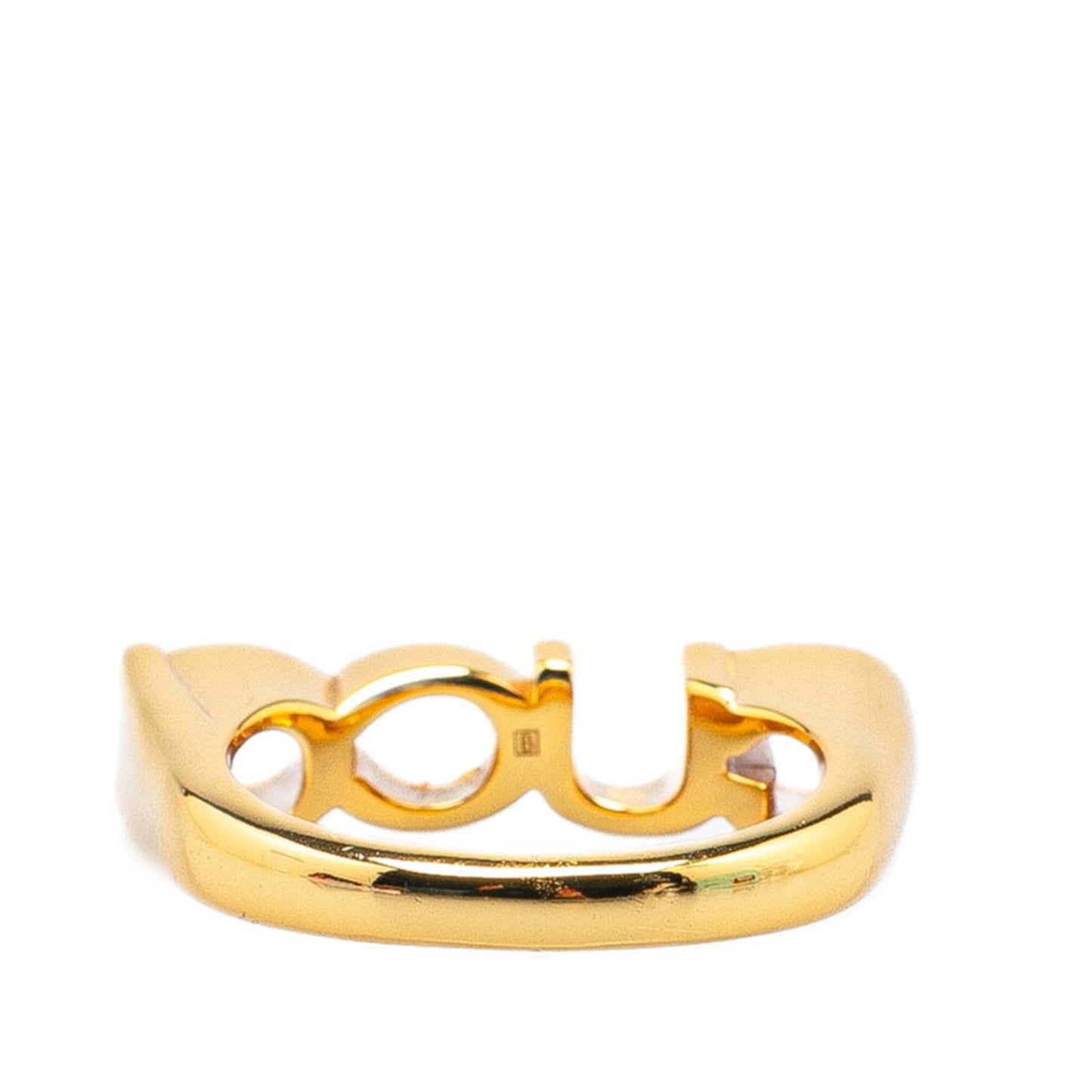 Gucci Logo Ring, Size Small, Gold Plated, Women's
