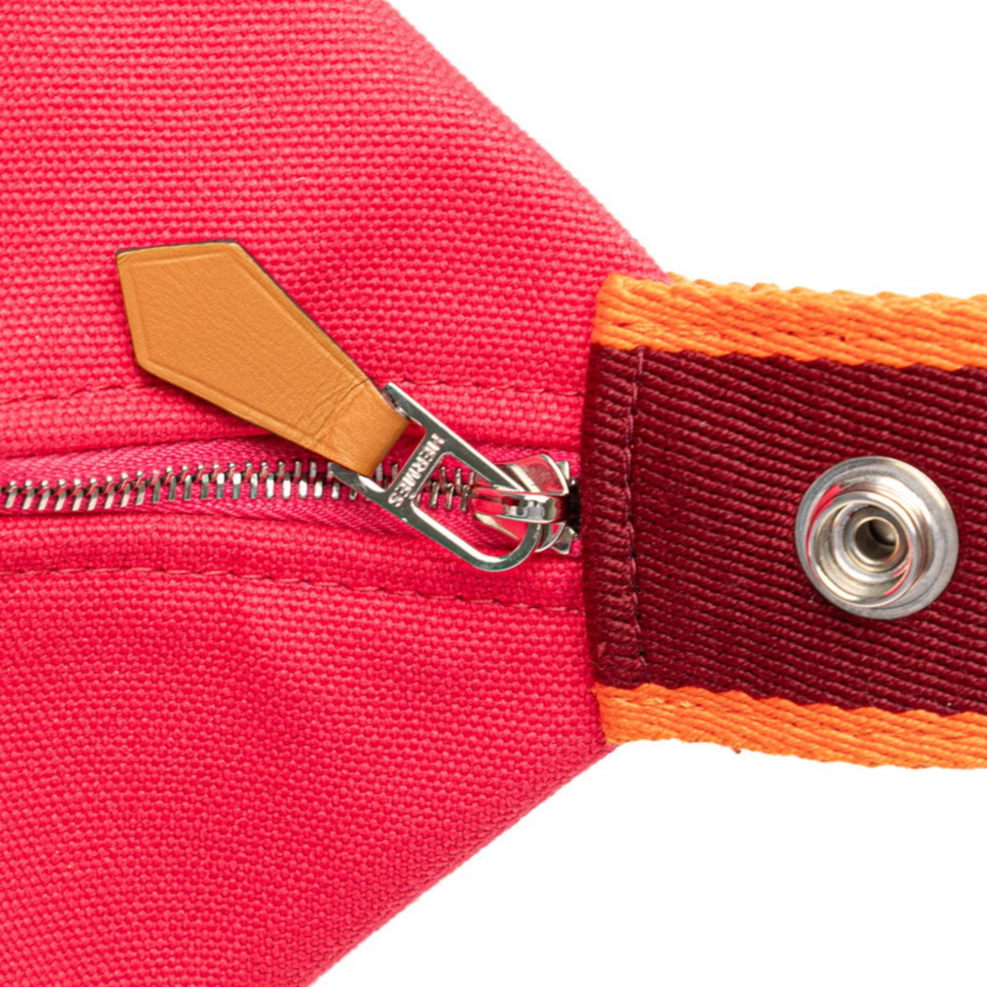 Hermes Hermès Brides A Black PM Handbag in Pink and Orange Canvas for Women