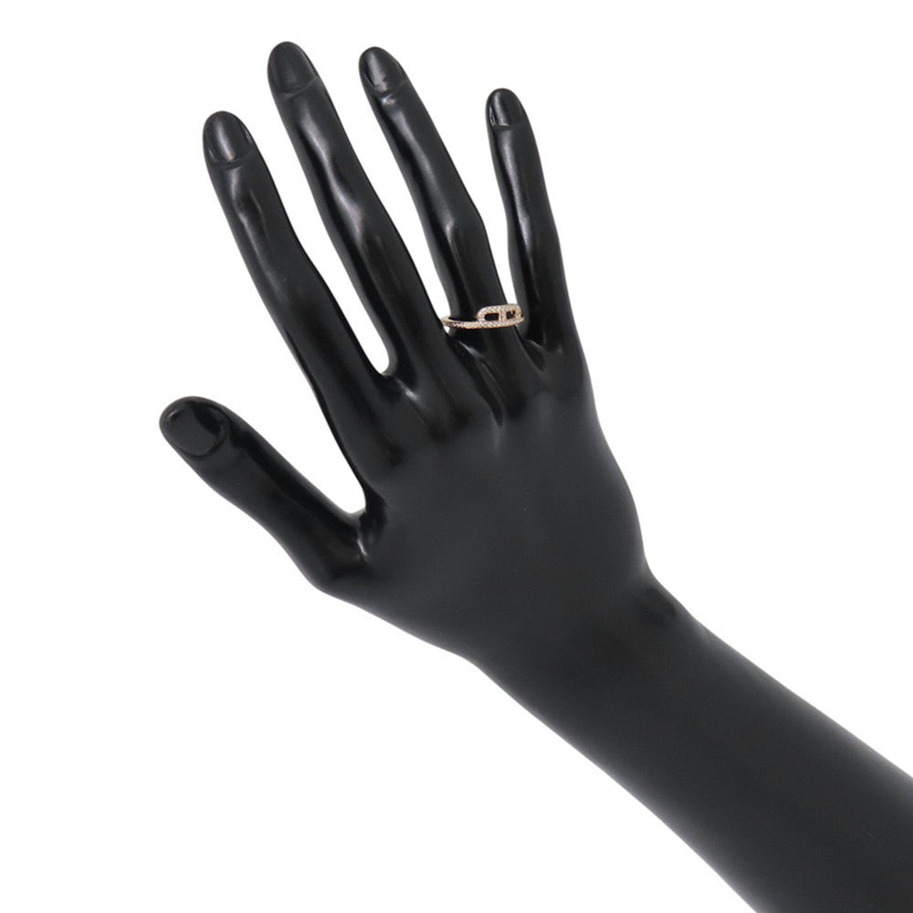 Hermes Link d'Hermès Ring, 52 Diamonds (0.22ct total), 18K Pink Gold, Ring Size 50 — Like New