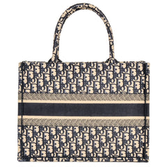 Christian Dior Oblique Jacquard Book Tote Bag, Canvas, 50-MA, Navy, Medium — Like New